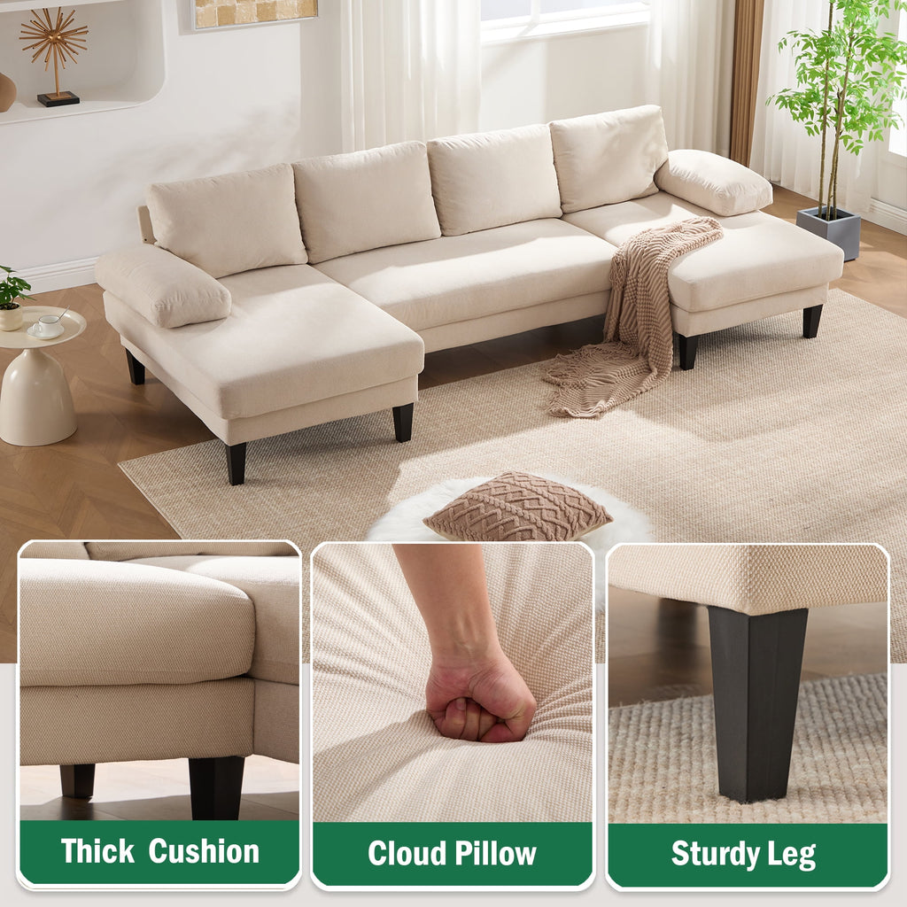 BINBANK L-Shaped Chenille Pull Out Sleeper and Storage Chaise Sectional Futon Sofa Bed with USB, Gray/Beige
