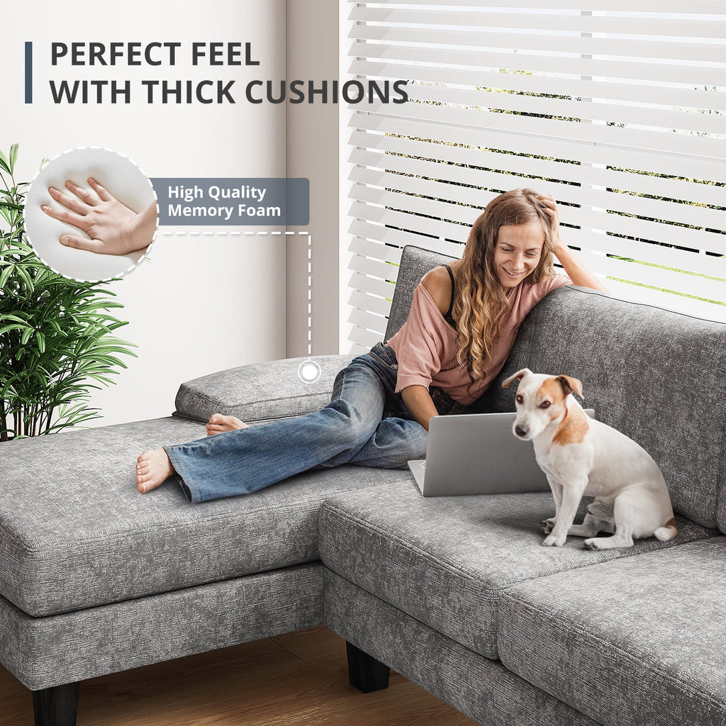 Furmax Chenille U Shaped Sectional Sofa, Gray