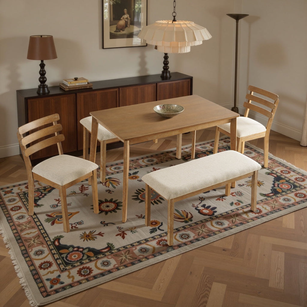 Kithkasa 47 Dining Table for 6 People,Wooden Farmhouse Kitchen Table for Kitchen, Living Room,Dining Room,Natural