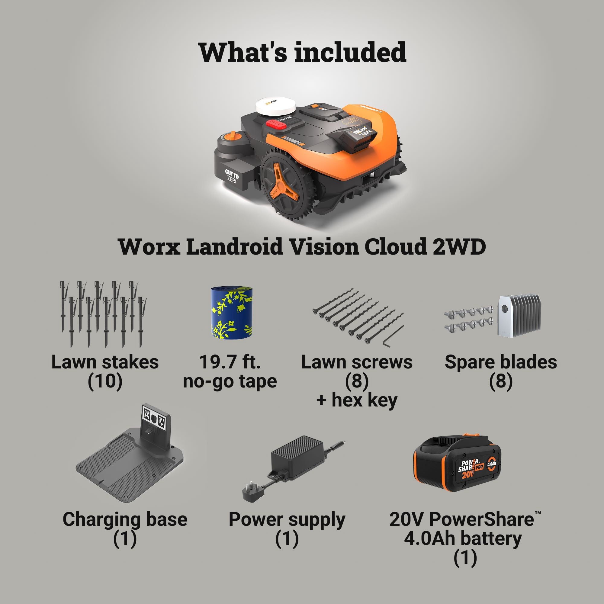 Worx WR310.1 Landroid Vision Cloud 2WD Robotic Lawn Mower (¼ Acre)
