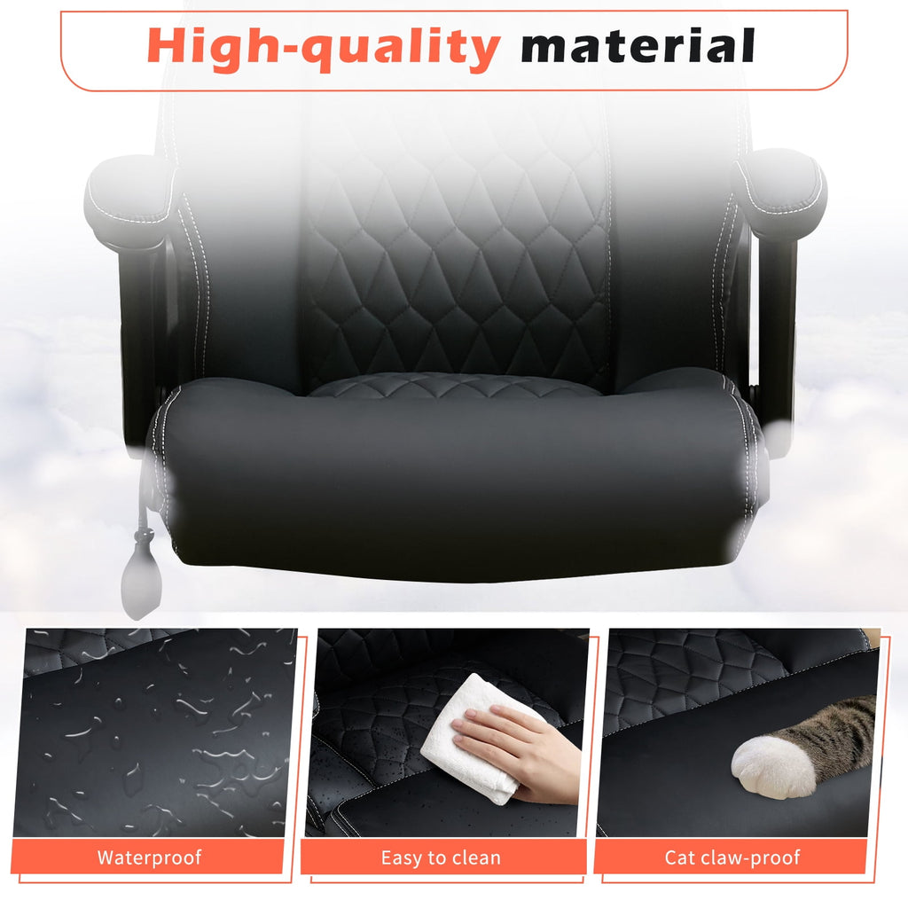 NYOAK 700lbs Big and Tall Office Chair, Heavy Duty Ergonomic Chair, Extra Wide Seat, Quiet Rubber Wheels, High Back with Lumbar Support, Flip-Up Arms