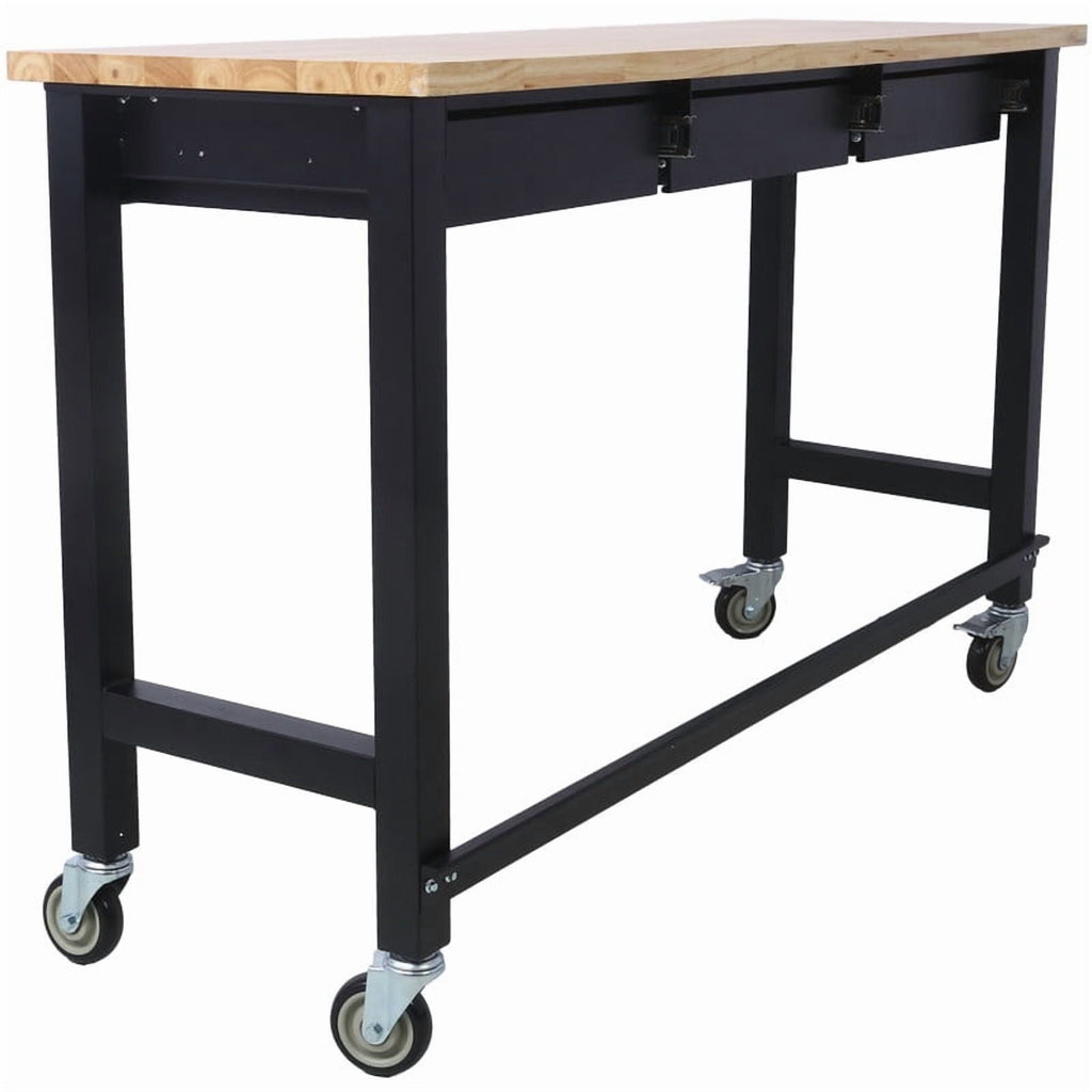 60 × 20 Multifunctional Workbench with Three Drawers, Four Swivel Casters, Stable & High-Quality