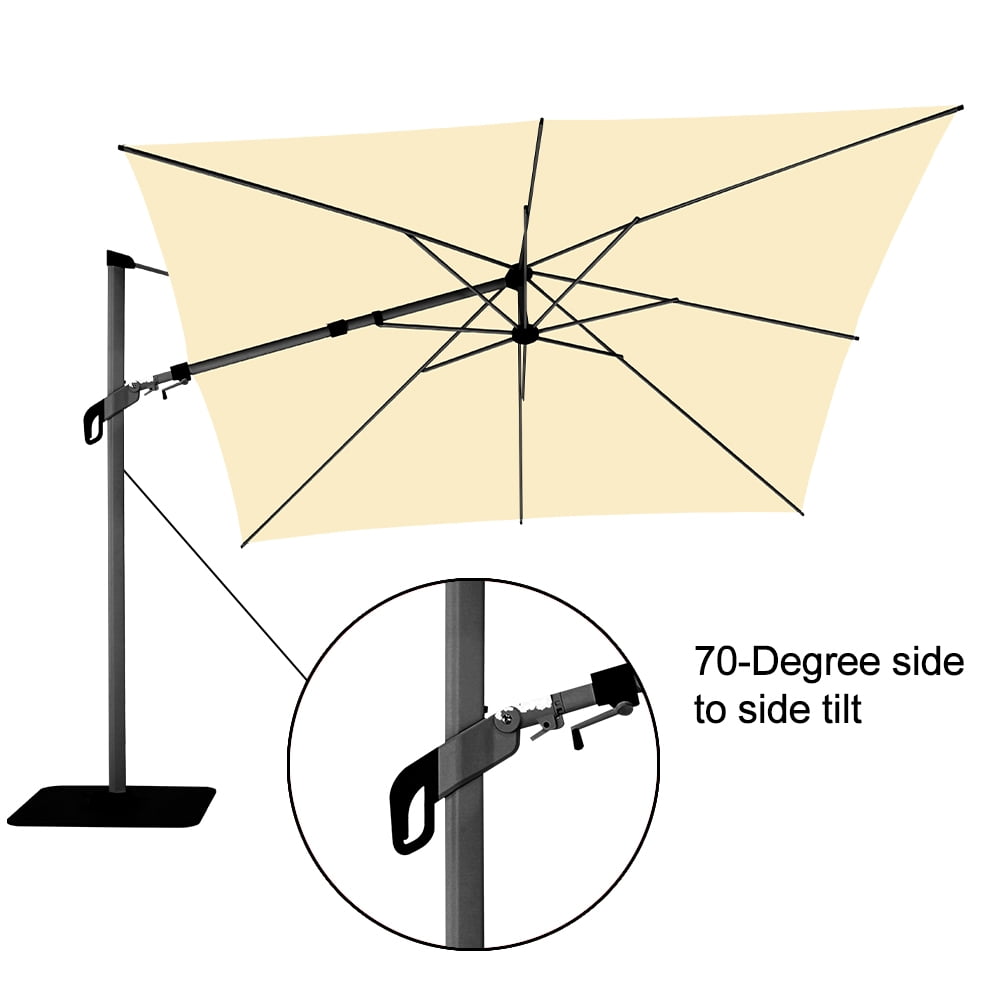Abba Patio 11’ Vienna Offset Hanging Outdoor Cantilever Patio Umbrella, Beige