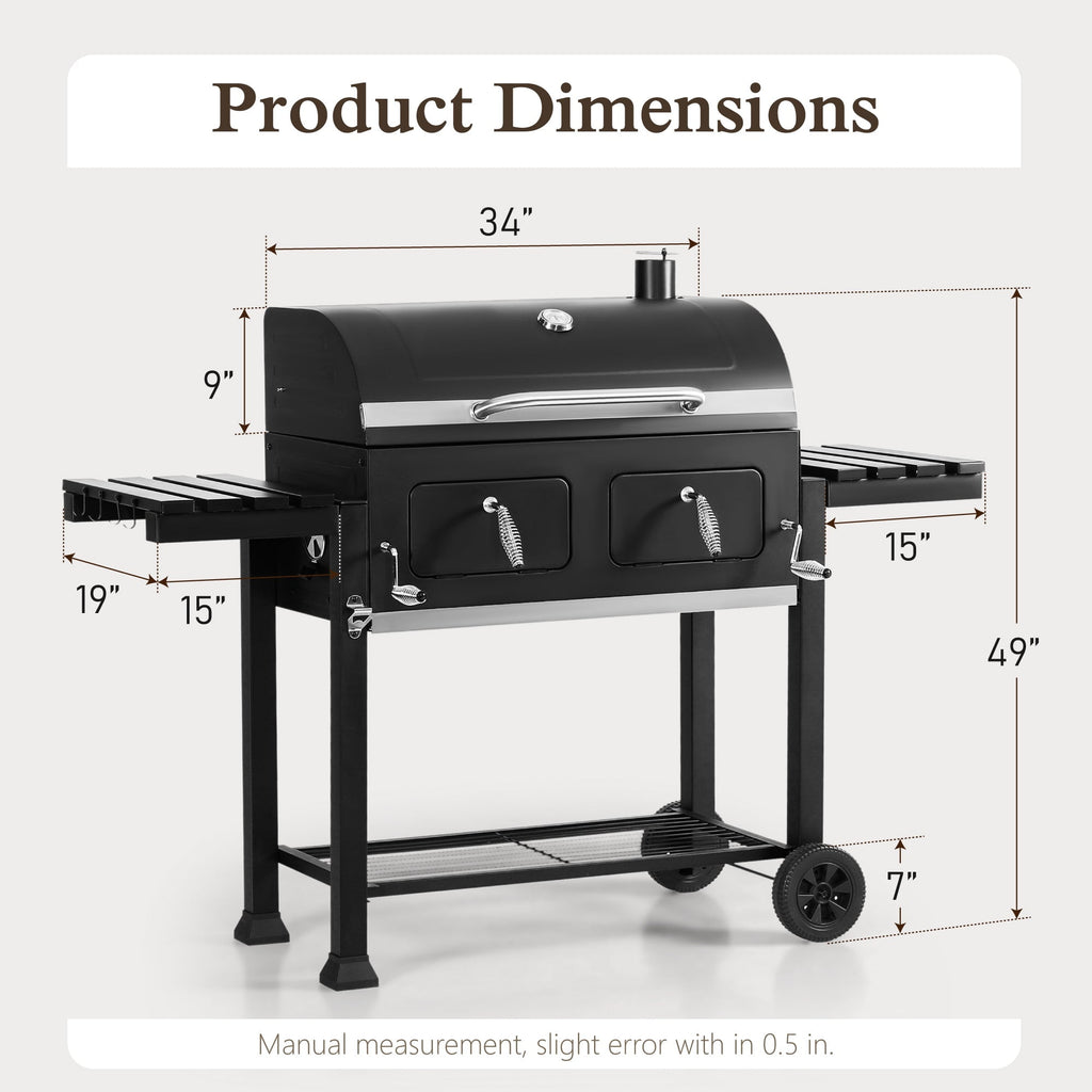 Alpha Joy 34-inch BBQ Charcoal Grill Outdoor Portable Barbecue Grill