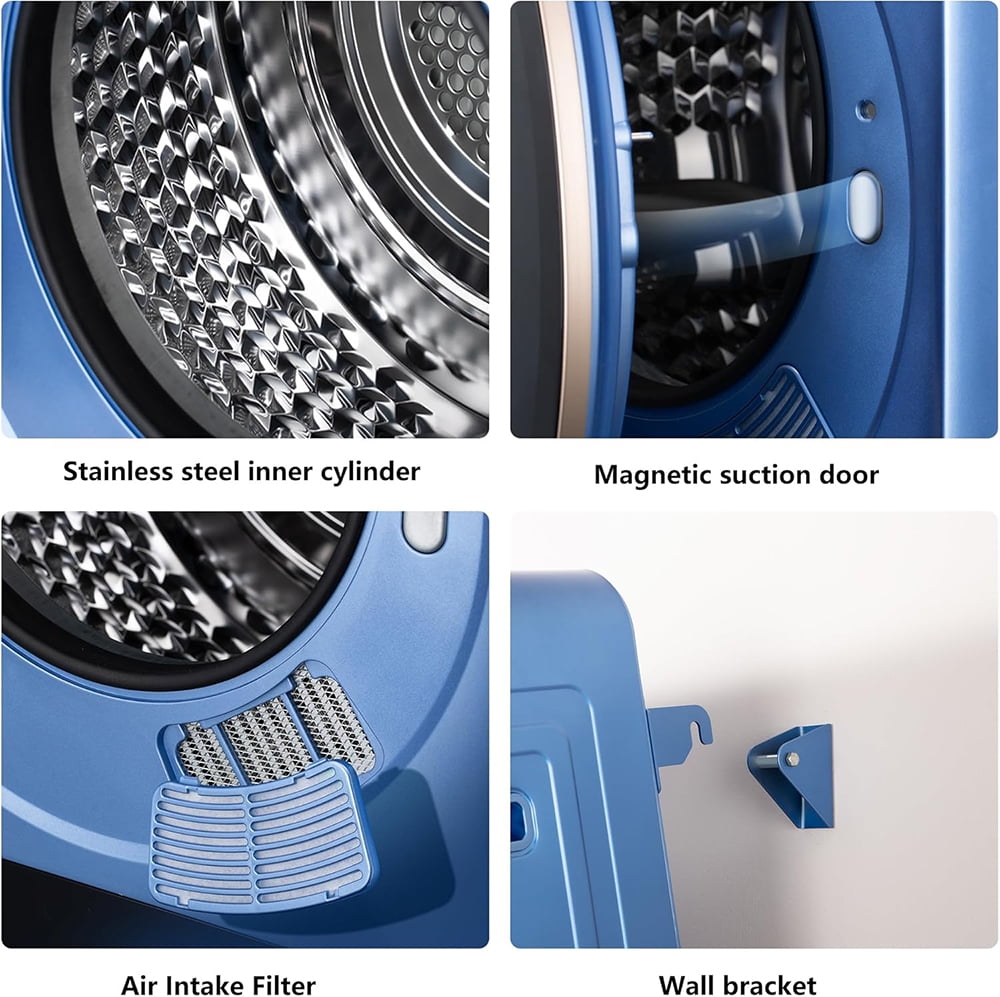 MIDOQIN Portable Clothes Dryer, 120V/850W Compact Laundry Dryer with Exhaust Pipe & LED Touch Control Panel, Front Load Mini Dryer Machine for Apartment