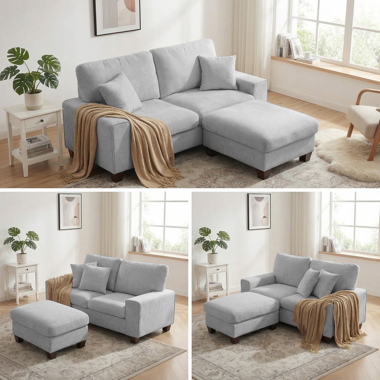 Poshby 71.25''W Loveseat 2 Seater Couch Sofa with Chenille Material, Modern for Living Room, Beige