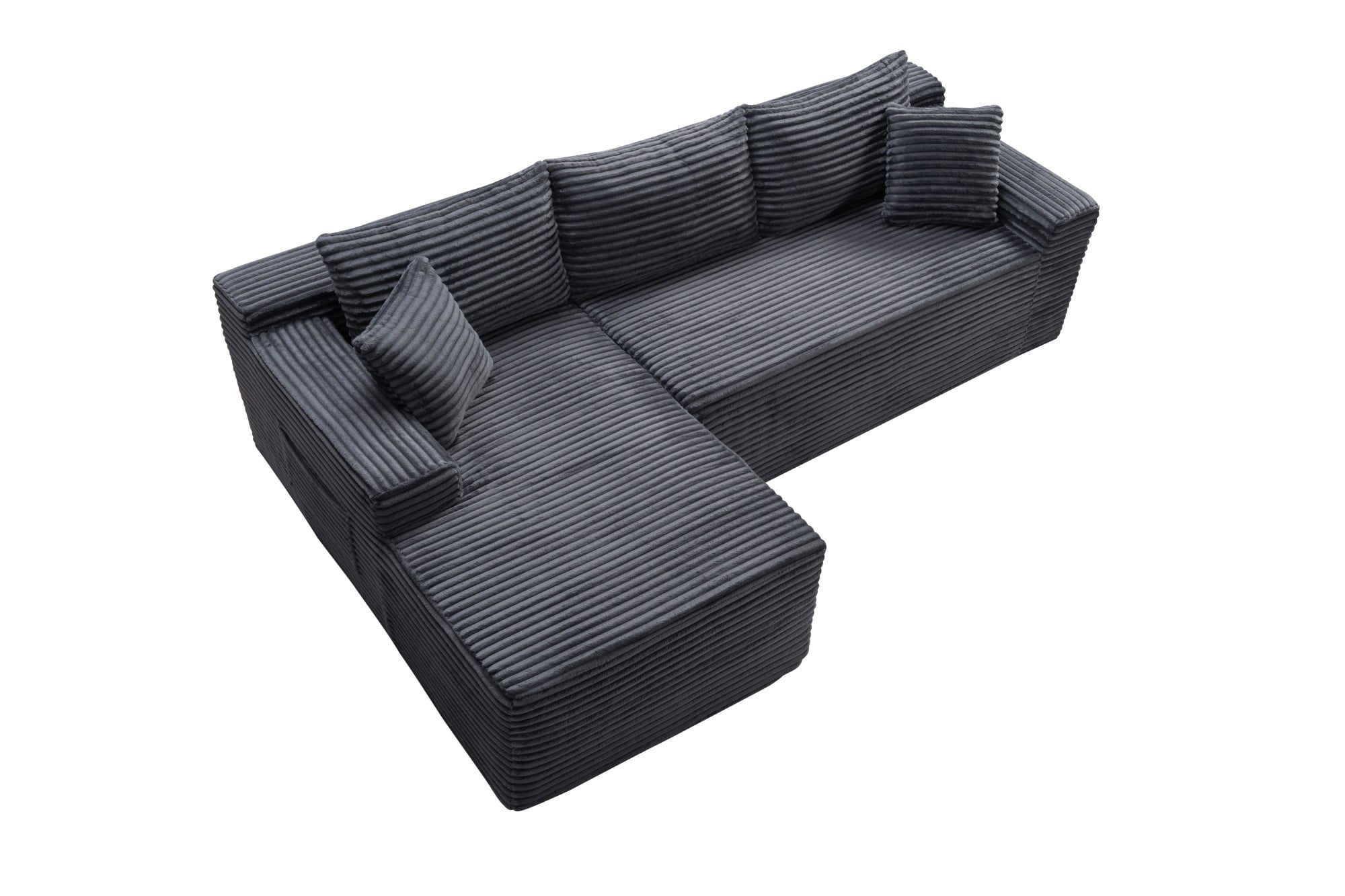 LLappuil 108 Sectional Sofa, Modular Sectional Couch with Left Chaise, Deep Seat Corduroy Cloud Sofa for Living Room Black