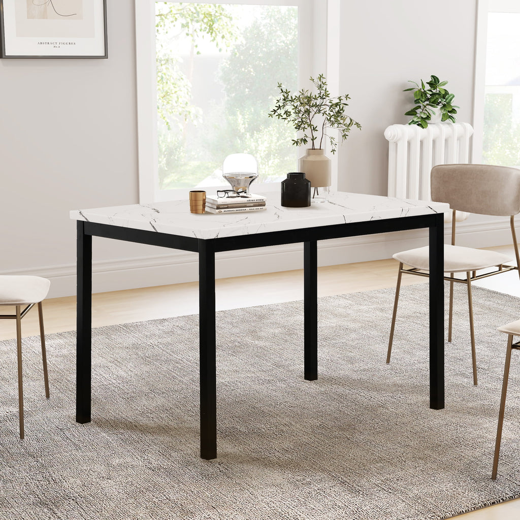 Roundhill Furniture Noyes Metal Dining Table with Faux Marble Top