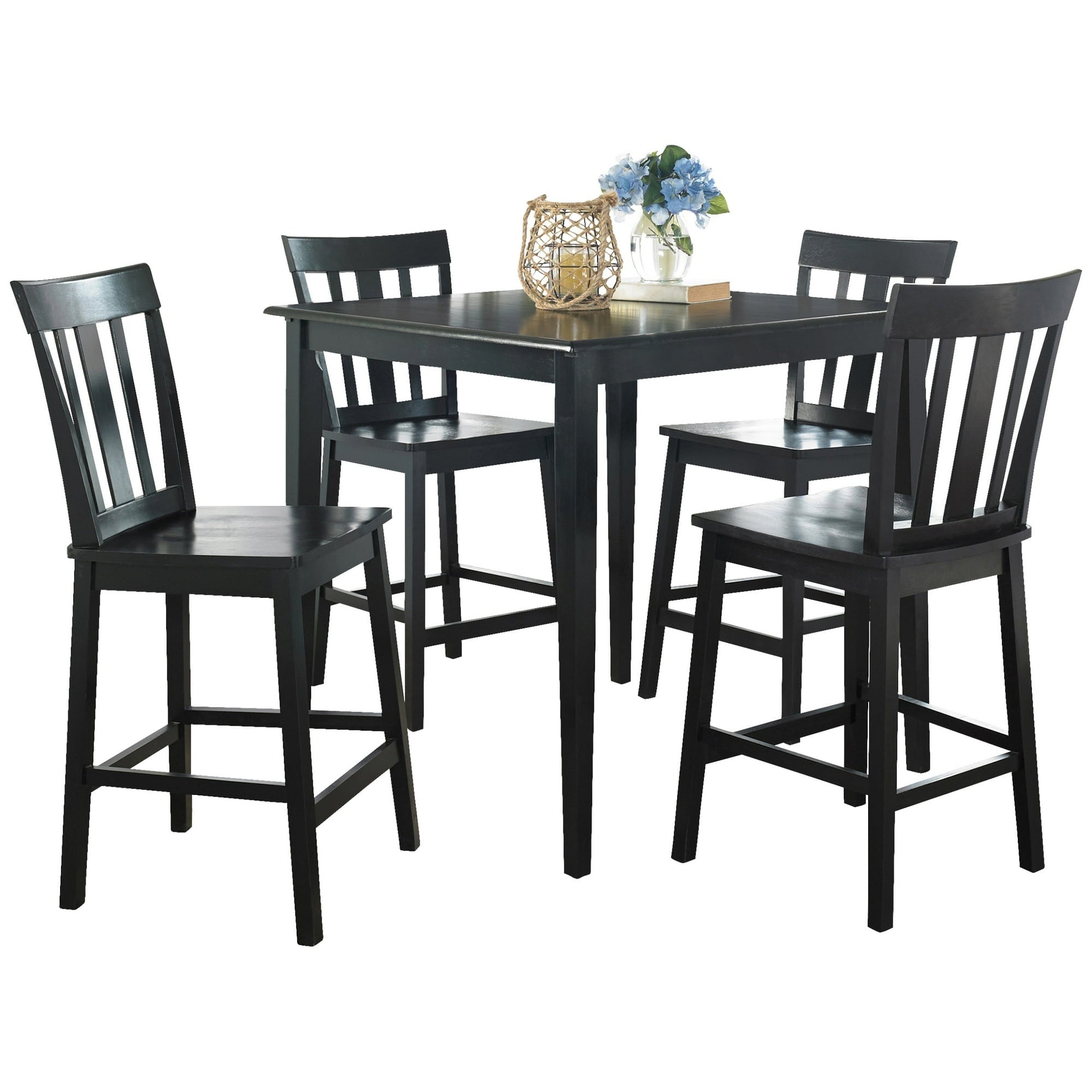 Mainstays 5 Piece Mission Counter Height Dining Set, Solid Wood, Cherry Color for Indoor