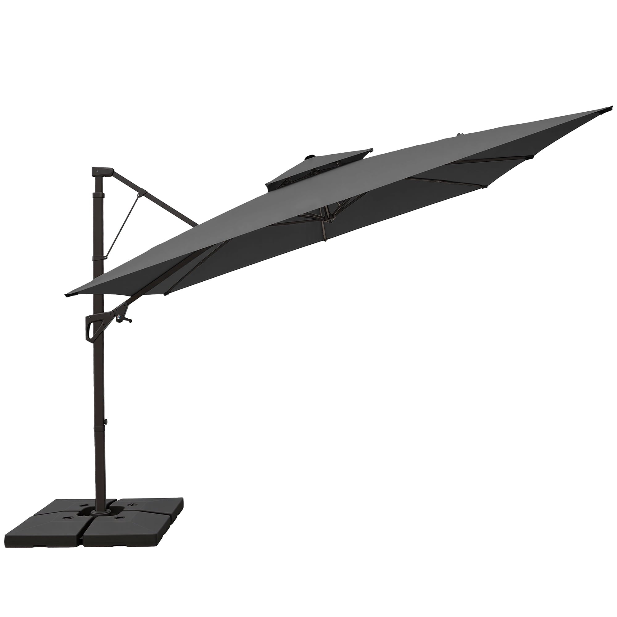 FUNDAZE 10x10ft Cantilever Patio Umbrella with Cross Base & Cover, Waterproof UV Resistant for Garden Poolside Cafe & Deck, Beige