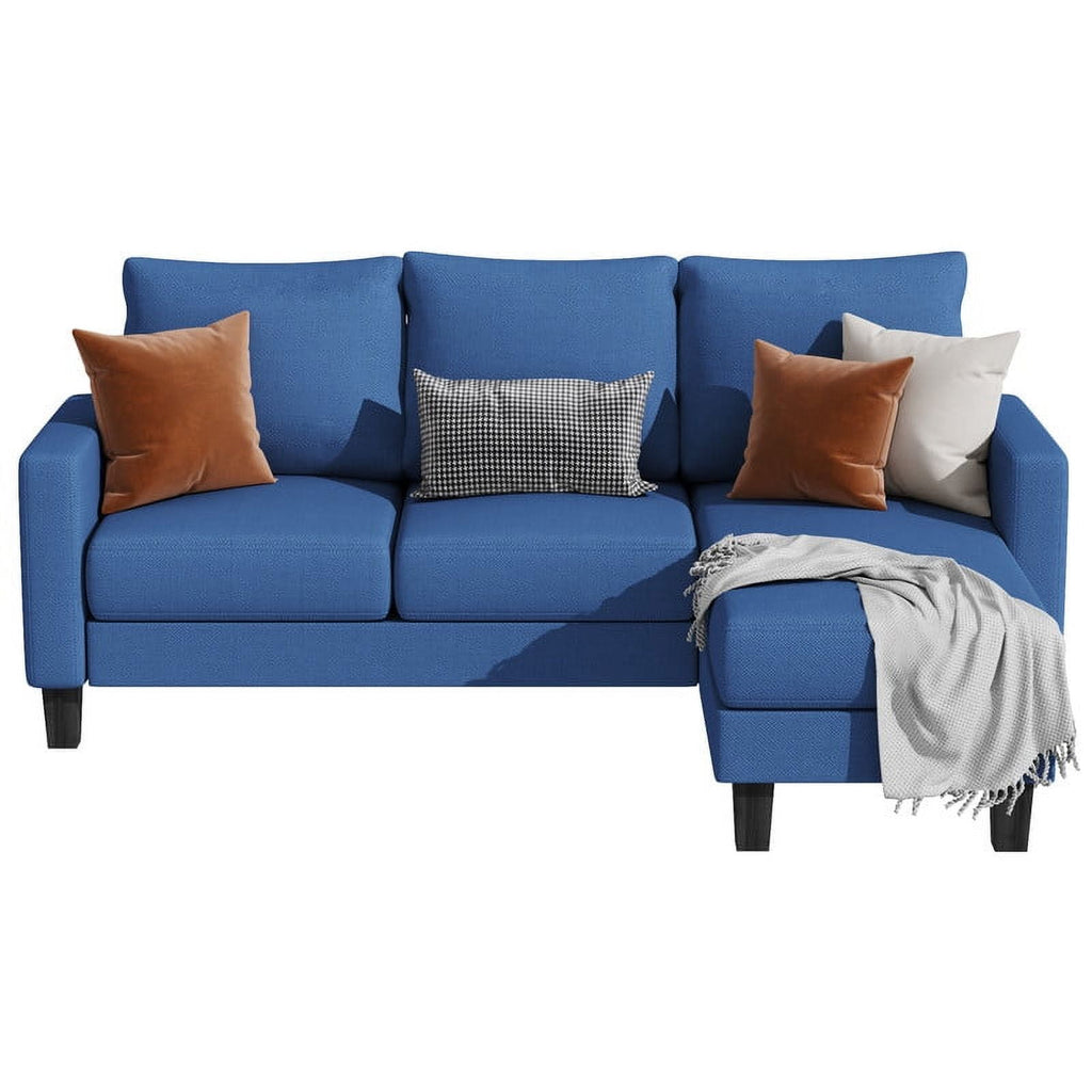 Homall Convertible Sectional Sofa Couch, Modern Linen Fabric L-Shaped Couch 3-Seat Sofa Sectional with Reversible Chaise for Small Living Room, Apartment and Small Space, Light Gray