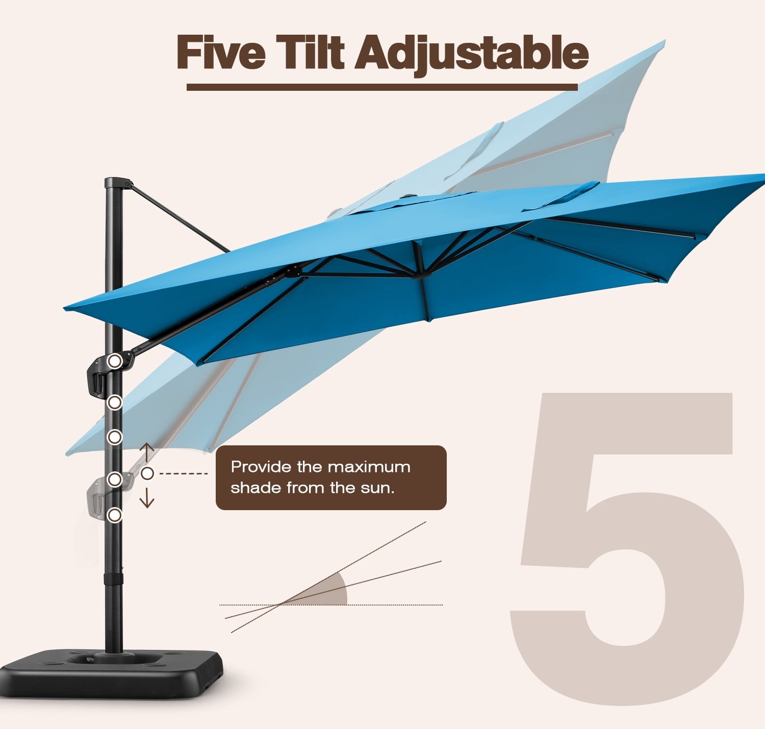 COBIZI 10x10ft Patio Cantilever Umbrella Double Roof Large Rectangular Deck Offset Umbrellas, Square Outdoor Patio Umbrella with 360°Rotation & Heavy-Duty Aluminum Frame,for Poolside Garden,Beige