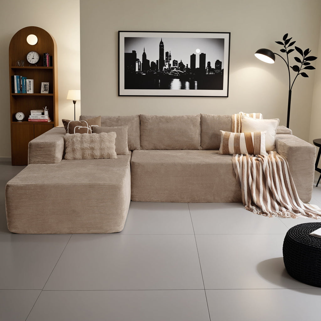 Ovios 106 Cloud Sofa Couch No Assembly Boneless Deep Seat Sofa for Living Room, Black (Corduroy)