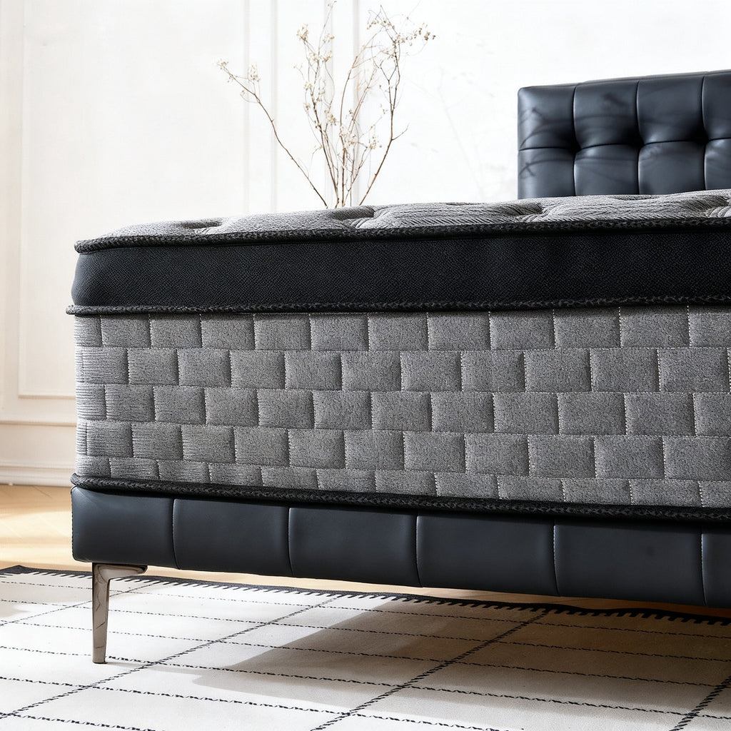 Lodeija 12 Queen Hybrid Mattress,5-Zone Pocket Springs with Motion Isolation,Medium Firm,Fiberglass-Free,Black