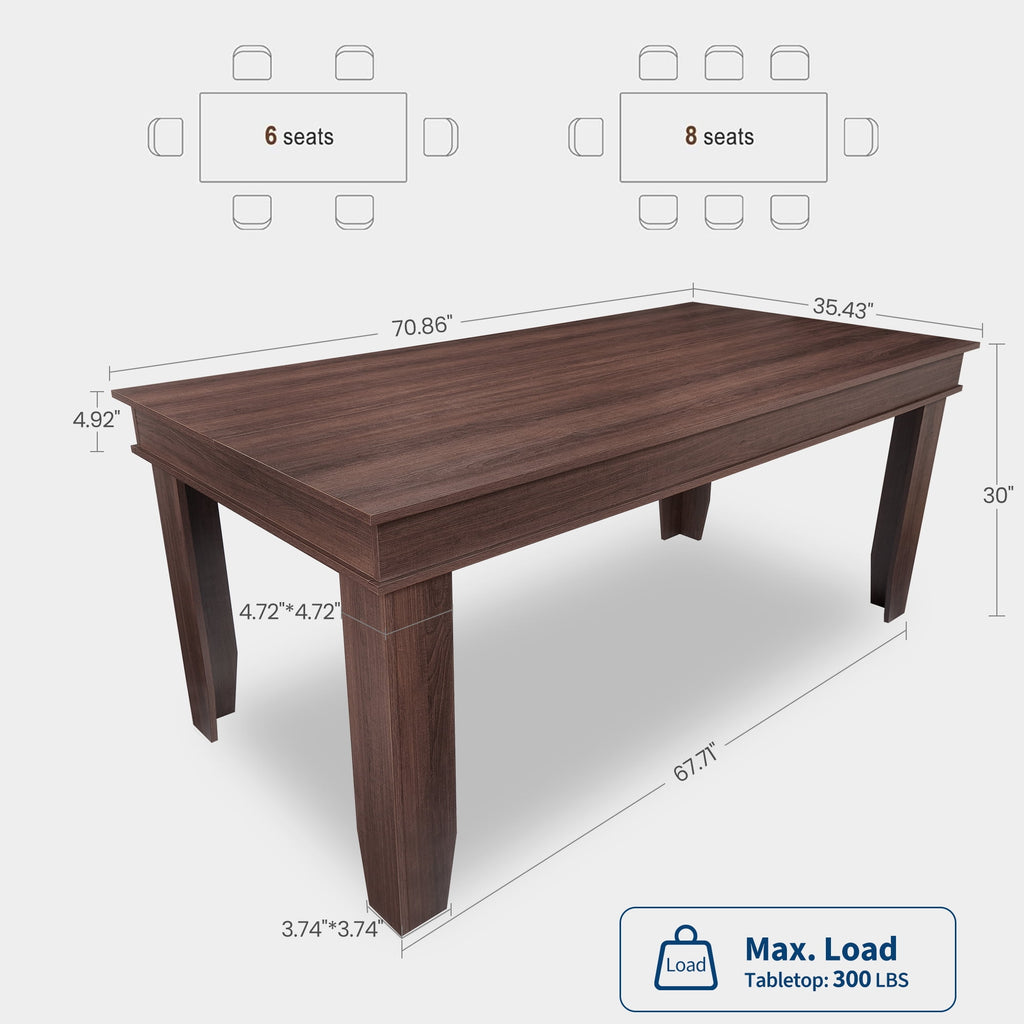 Farmhouse Dining Table for 6-8 People, Versatile Modern Wooden Dinner Table Kitchen Table for Dining Room Conference Room