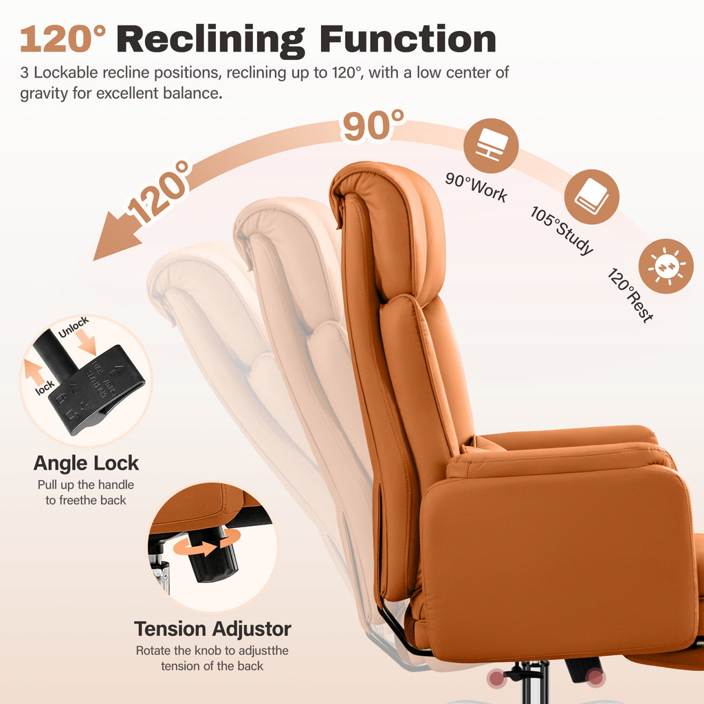 Primy Cross Legged Office Chair with Footrest & Convertible Armrests, 500LBS Capacity Home Desk Chair, Ergonomic Recliner with Lumbar Pillow, Criss Cross Design, Big and Tall Executive Chair