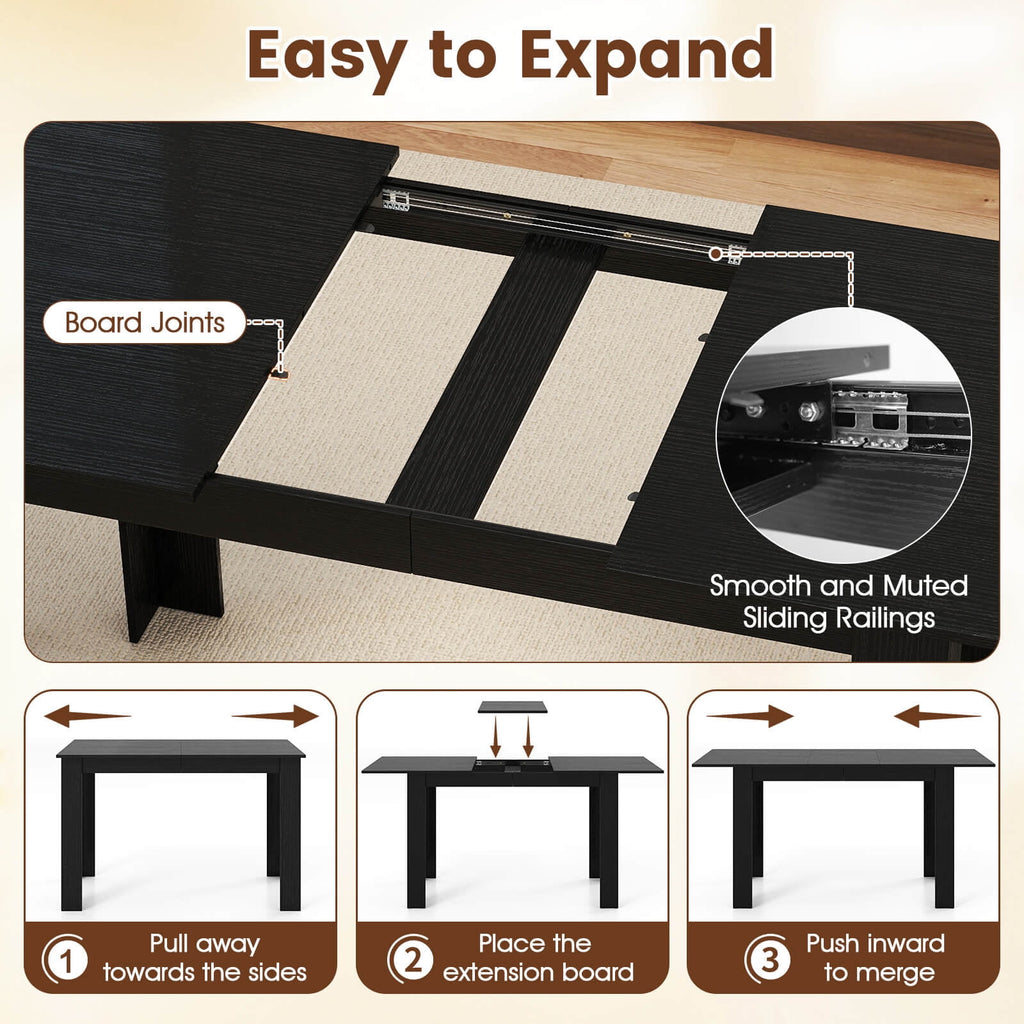 Costway 47”-62” Extendable Dining Table for 4-8 People for Dining Room Home Office Brown