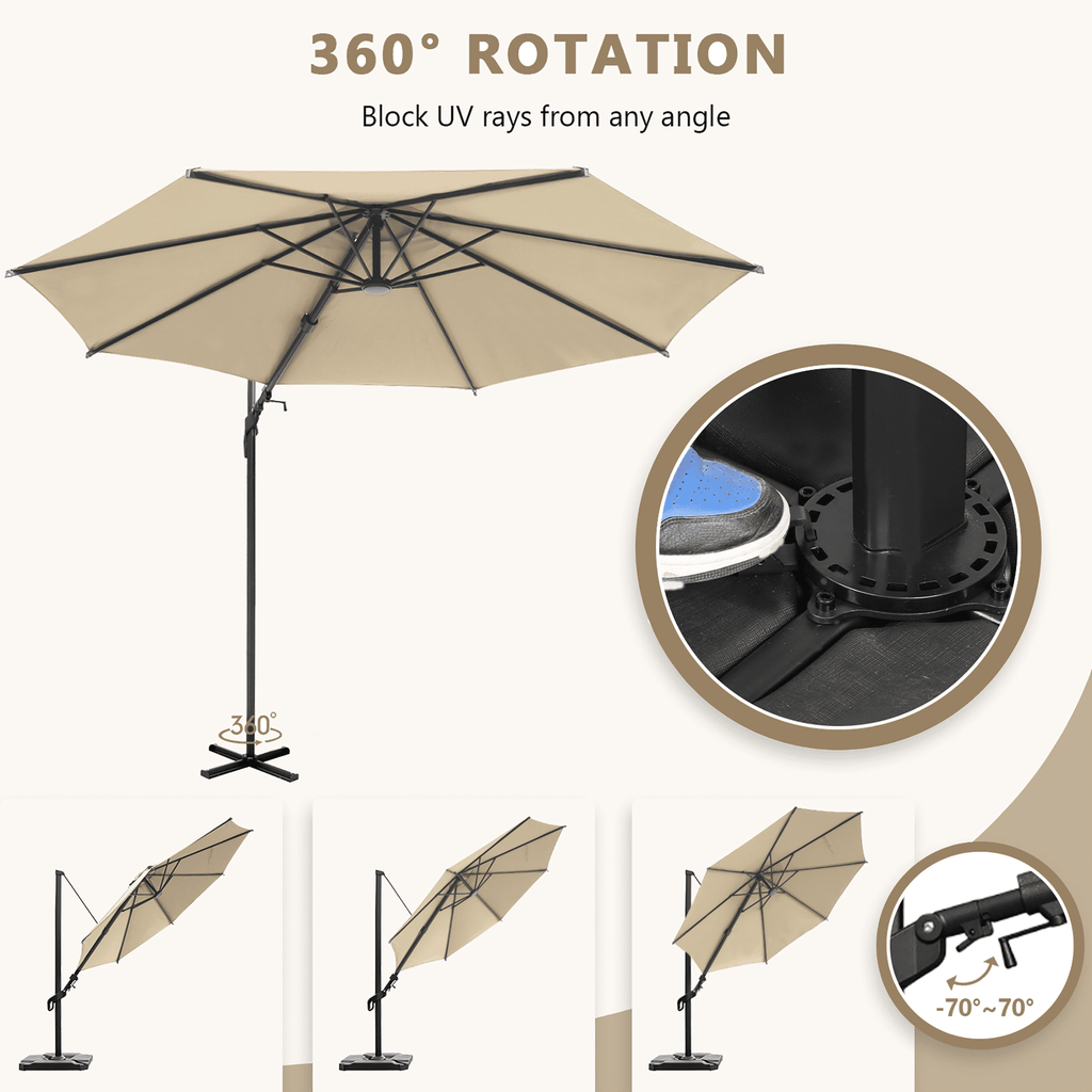 Abba Patio 11’ Vienna Offset Hanging Outdoor Cantilever Patio Umbrella, Beige