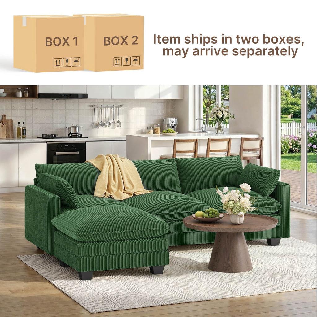 Asofer 31 Cloud Accent Sofa With Washable Cover, Single Corduroy Chair with Deep Seat Upholstered Cushion for Apartment,Dark gray
