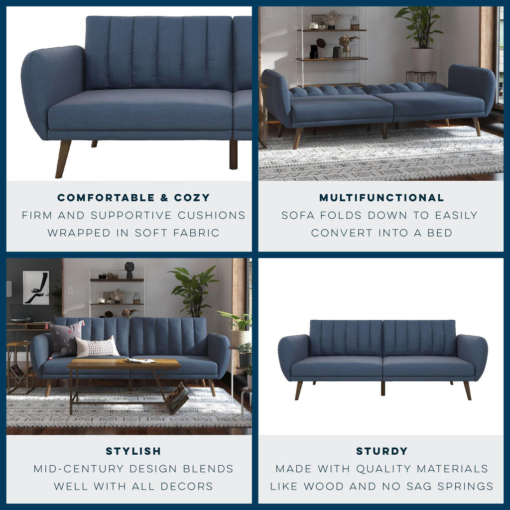 Novogratz Brittany Futon, Blue Linen