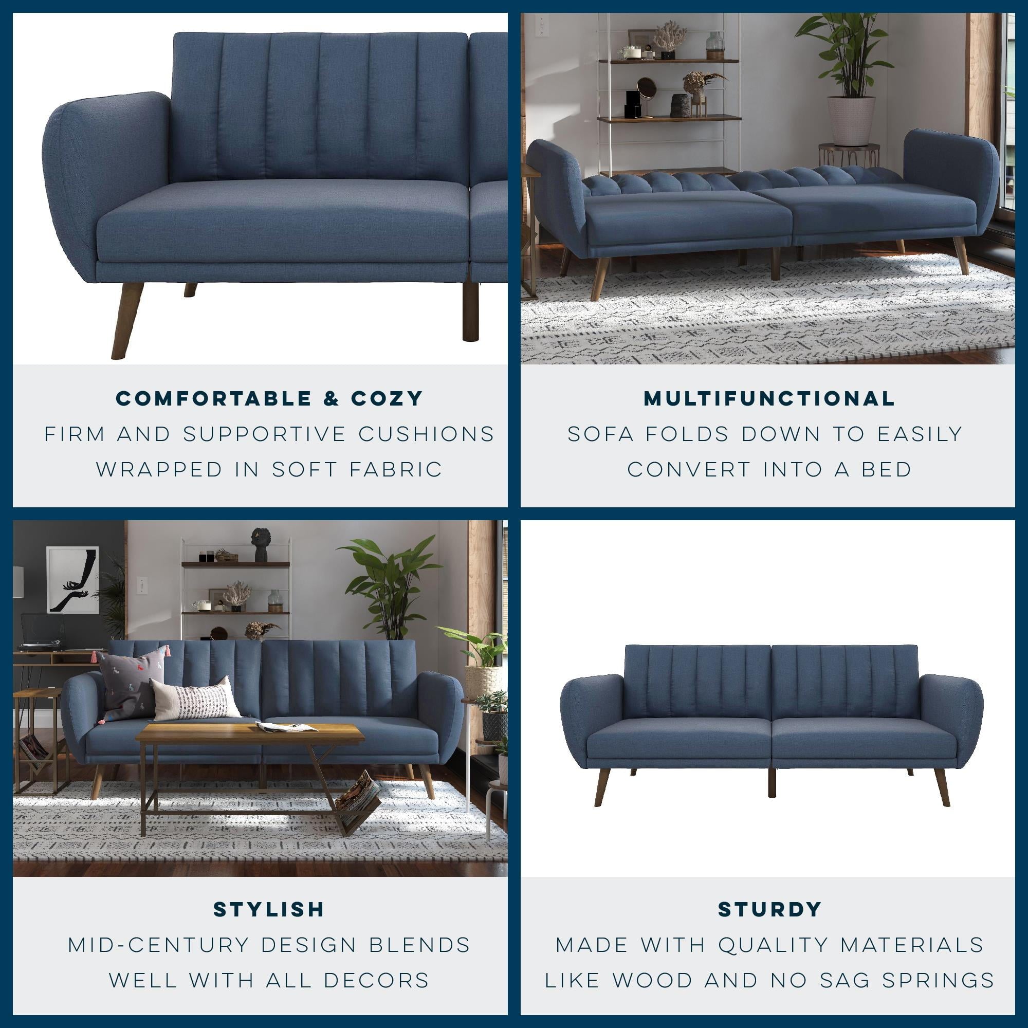 Novogratz Brittany Futon, Blue Linen