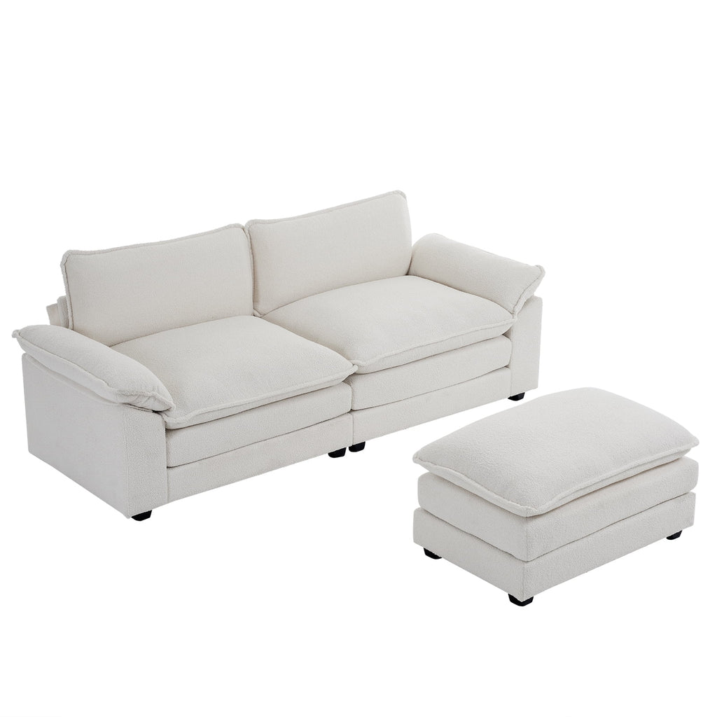 Ktaxon Sectional Sofa L Shaped Couch with Chaise Living Room Sleeper Set, 2 Seats with Chenille and Double Layer Cushions 86 W Beige