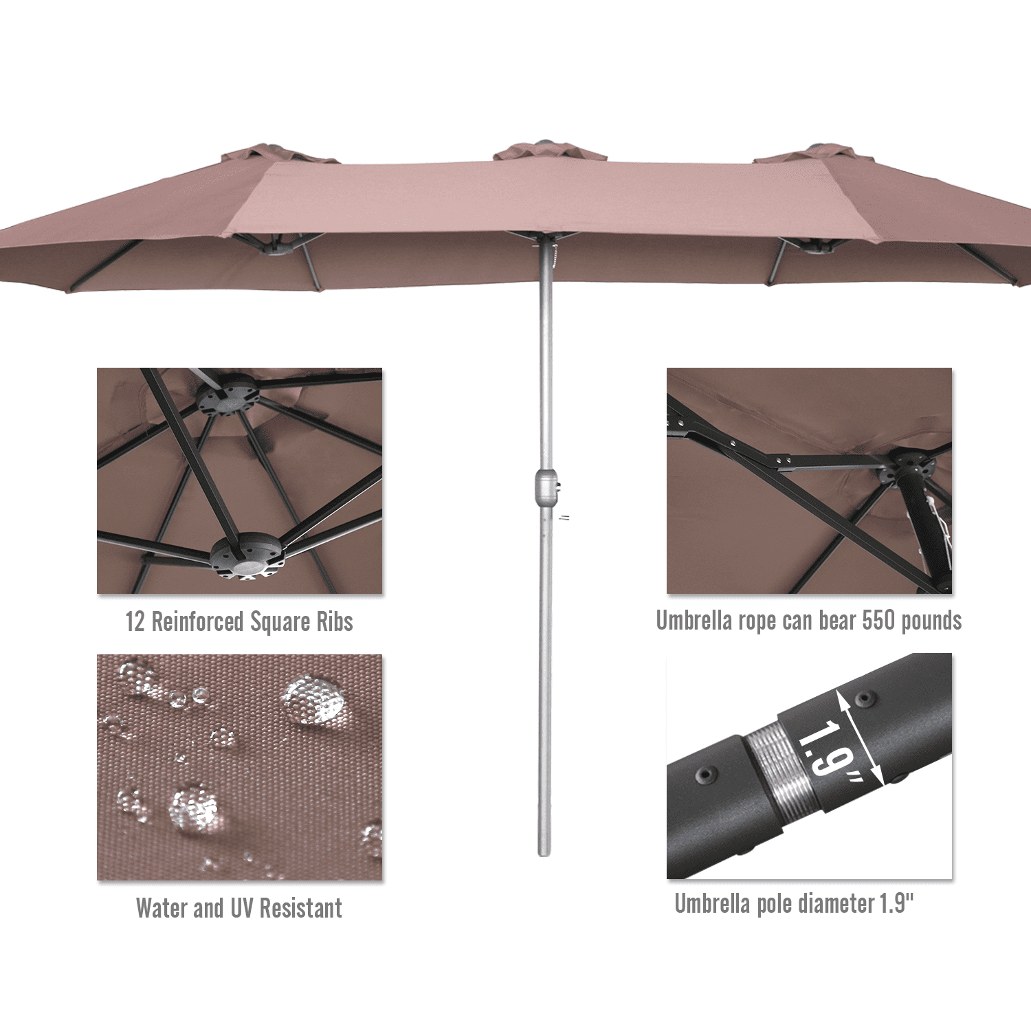 AECOJOY 10x10ft Outdoor Cantilever Patio Umbrella with Base, 360° Tilt & Rotate, Beige
