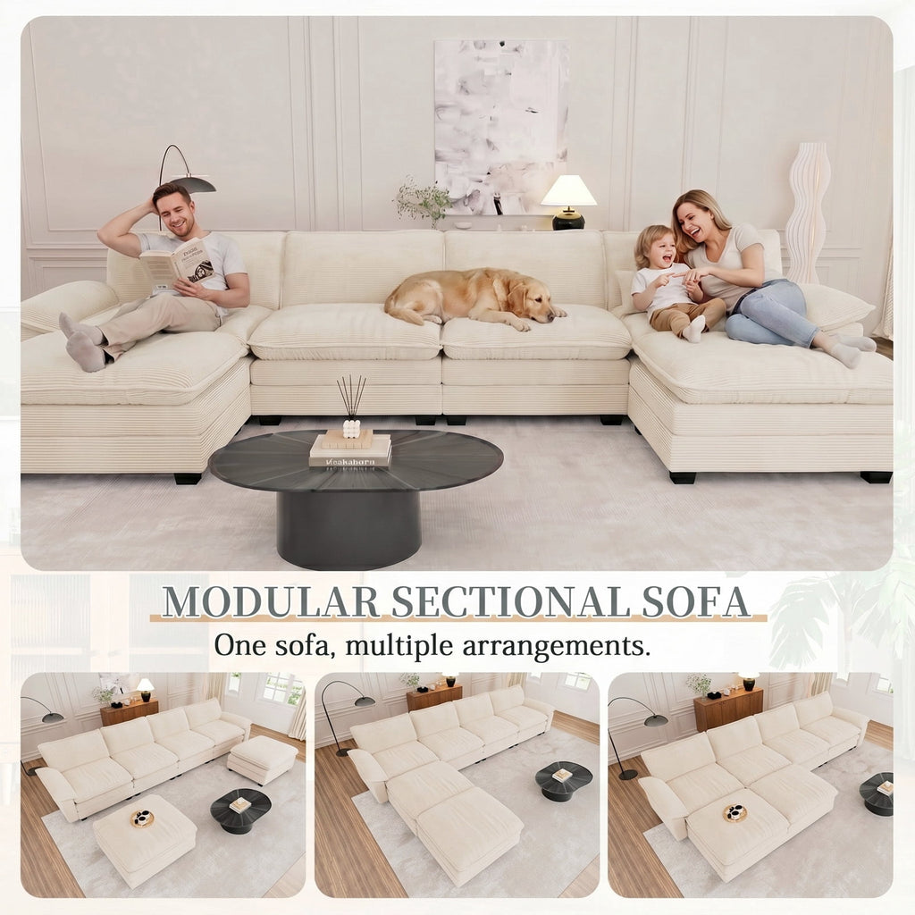 Muumblus 80.5 Corduroy Loveseat Sofa, Oversized Upholstered 2-Seater Fluffy Cloud Sleeper Couch for Living Room/Apt, Pink