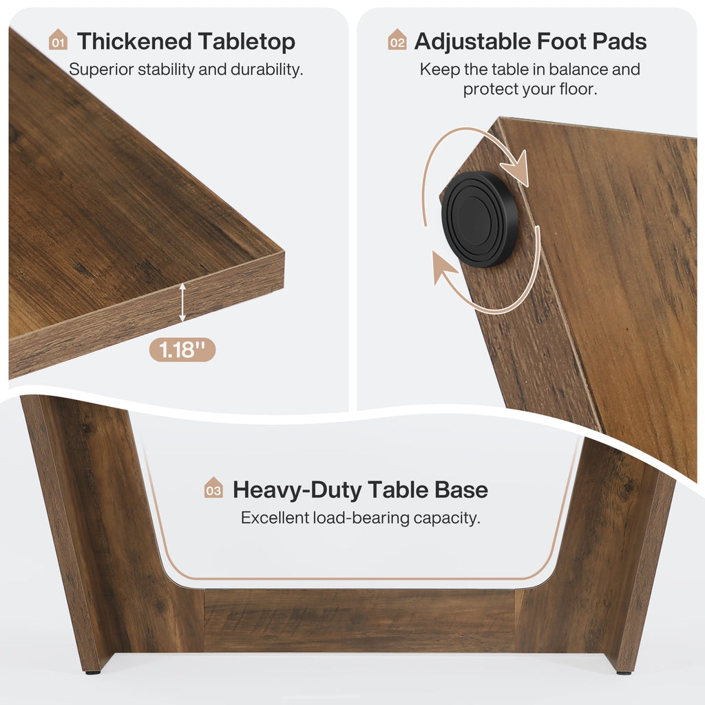 Fnova 70.87 Rectangular Dining Table for 4-6 People, Farmhouse Wood Kitchen Table with Sturdy Legs, Easy to Assemble