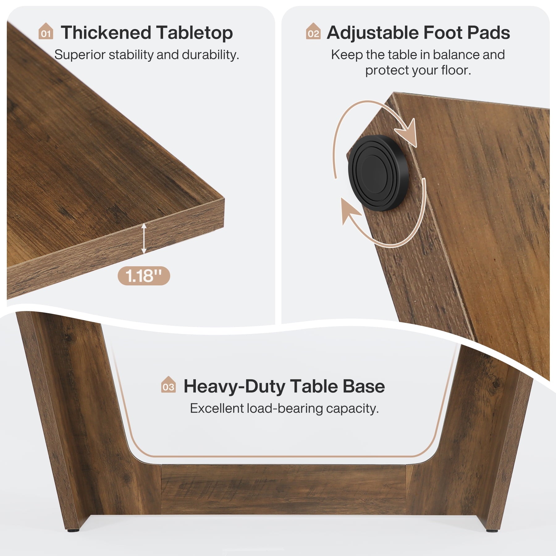 Fnova 70.87 Rectangular Dining Table for 4-6 People, Farmhouse Wood Kitchen Table with Sturdy Legs, Easy to Assemble