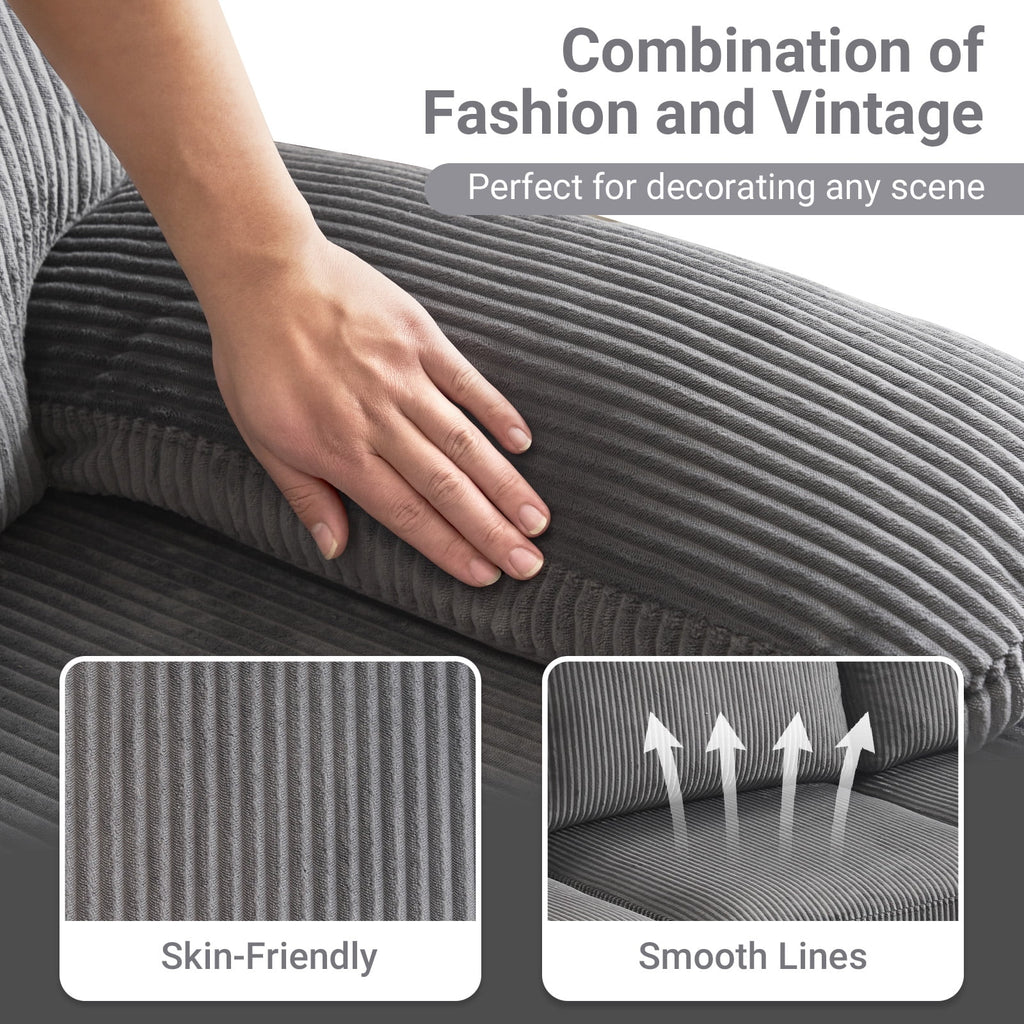 Ktaxon U-Shaped Sectional Sofa, 111  Chenille Couch, 4 Seat Lounge Sleeper with Double Chaise for Living Room Black