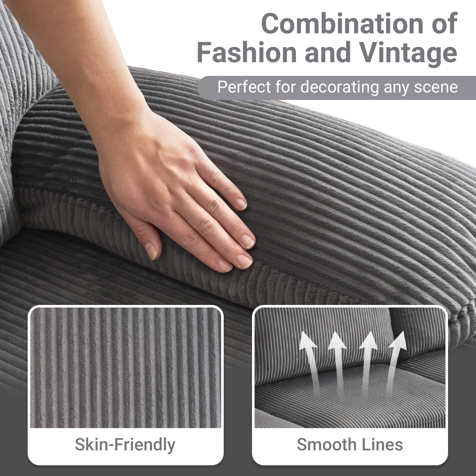 Ktaxon U-Shaped Sectional Sofa, 111  Chenille Couch, 4 Seat Lounge Sleeper with Double Chaise for Living Room Black