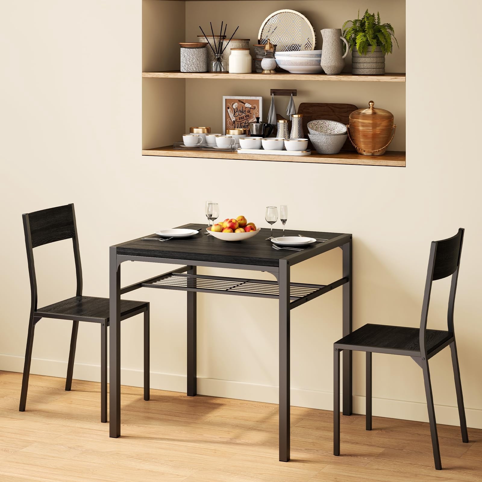 Aiho 7-Piece Dining Table Set for 6, Space-Saving Kitchen Table with Chairs, Compact Dining Furniture for Small Spaces & Apartments, Retro