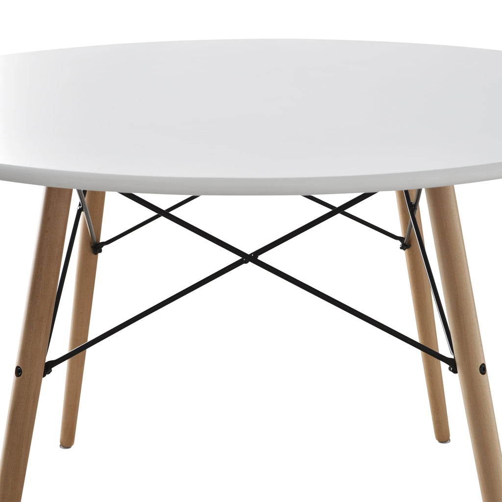 Mainstays 42 Inch Round Modern Wood Dining Table, Mid-Century Style, Beech and White