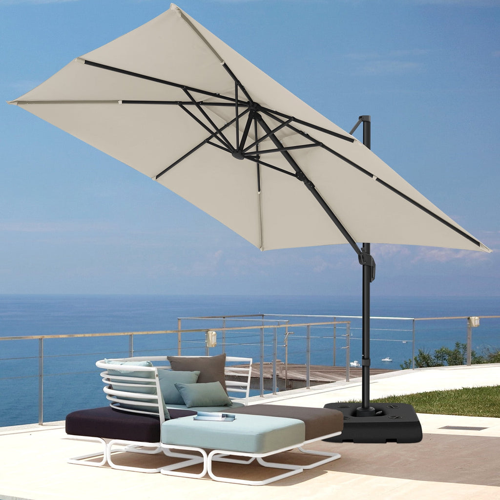 COBIZI 10x10ft Patio Cantilever Umbrella Double Roof Large Rectangular Deck Offset Umbrellas, Square Outdoor Patio Umbrella with 360°Rotation & Heavy-Duty Aluminum Frame,for Poolside Garden,Beige