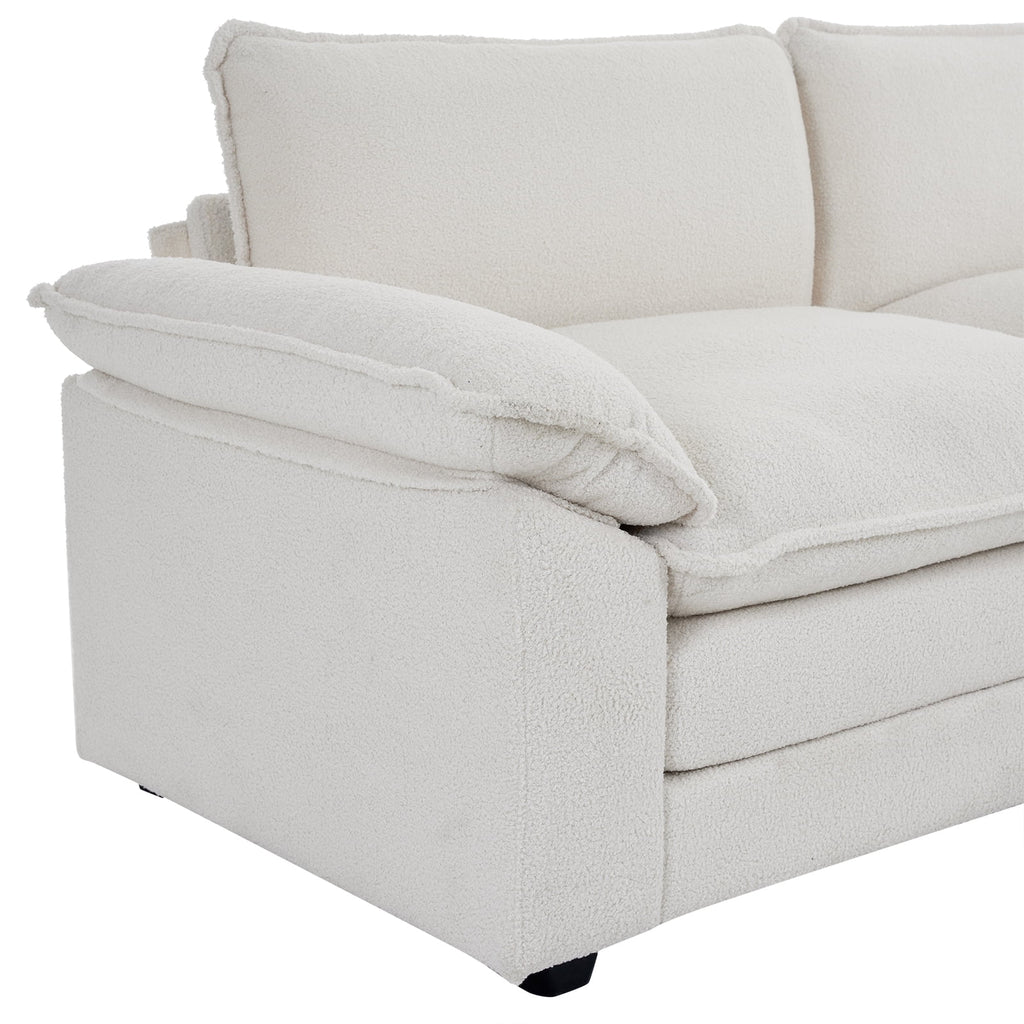 Ktaxon Sectional Sofa L Shaped Couch with Chaise Living Room Sleeper Set, 2 Seats with Chenille and Double Layer Cushions 86 W Beige