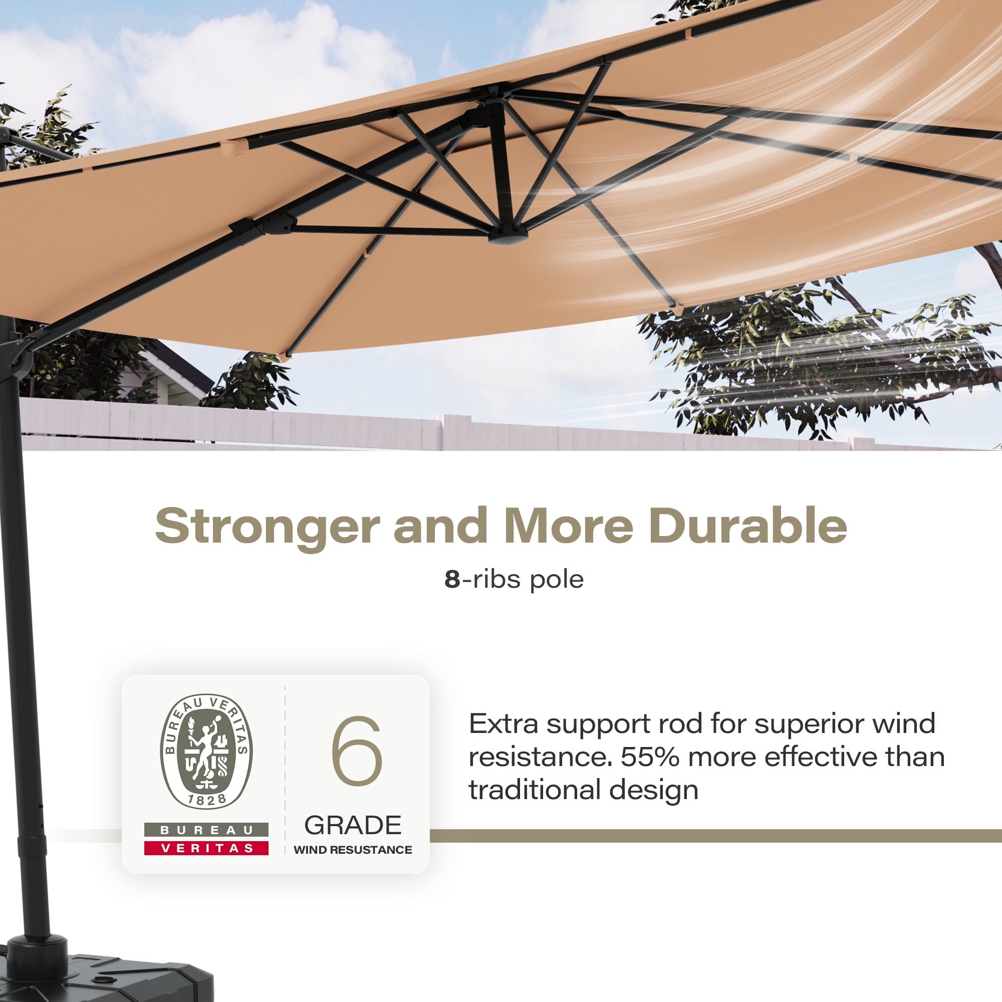 LAUSAINT HOME Outdoor Patio Umbrella, 10 Feet Large Cantilever Windproof Offset Umbrella with 360-degree Rotation for Backyard,Pool,Lawn,Deck,Gray