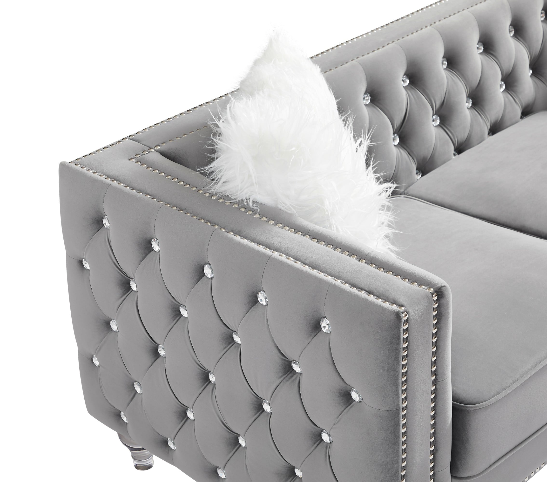Gewnee 86.6 Modern Sofa Couch,Teddy Velvet 3 Seaters Comfy Couch with Deep Seat for Living Room,2 Pillows,Beige