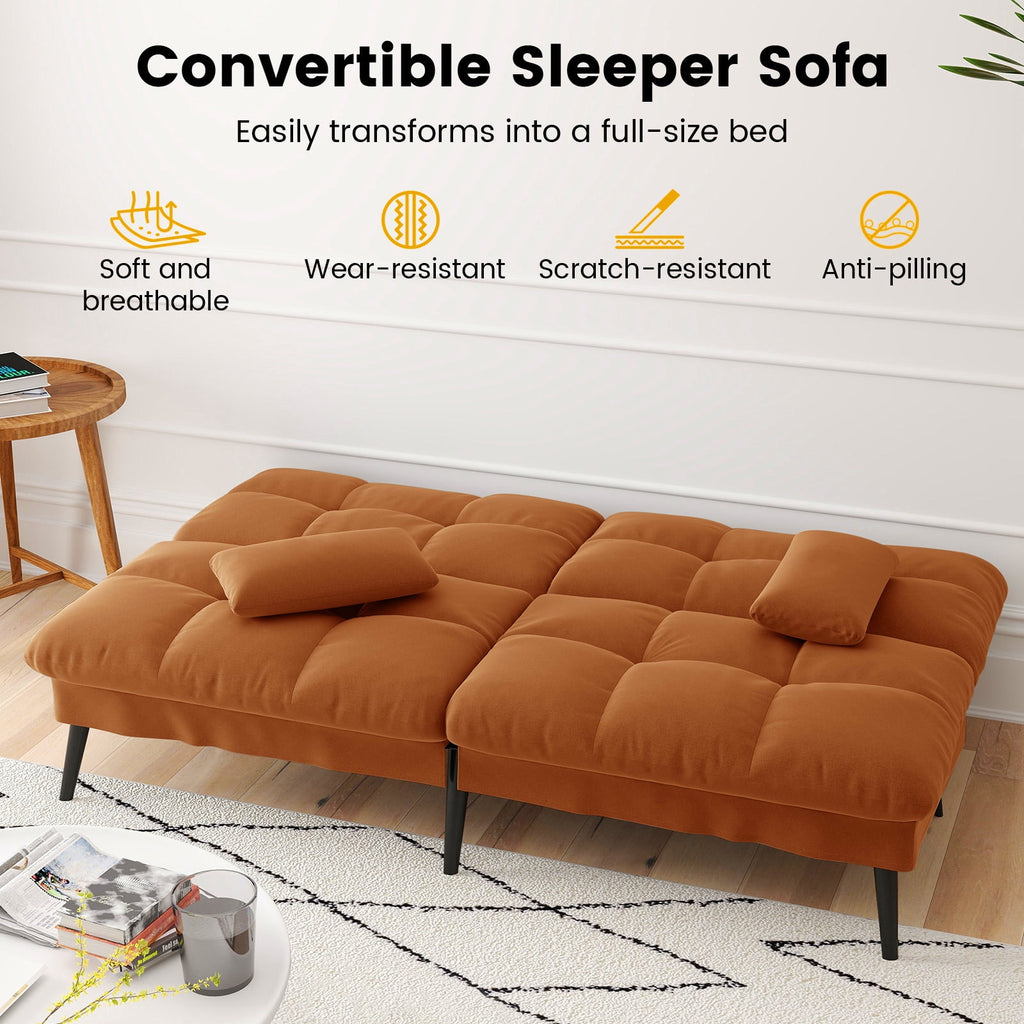 CloudRest Pro 72 Modern Convertible Futon Sofa Bed, Upholstered Futon Couch with 5 Adjustable Backrest Angles,Suitable for Apartment,Living Room,Black