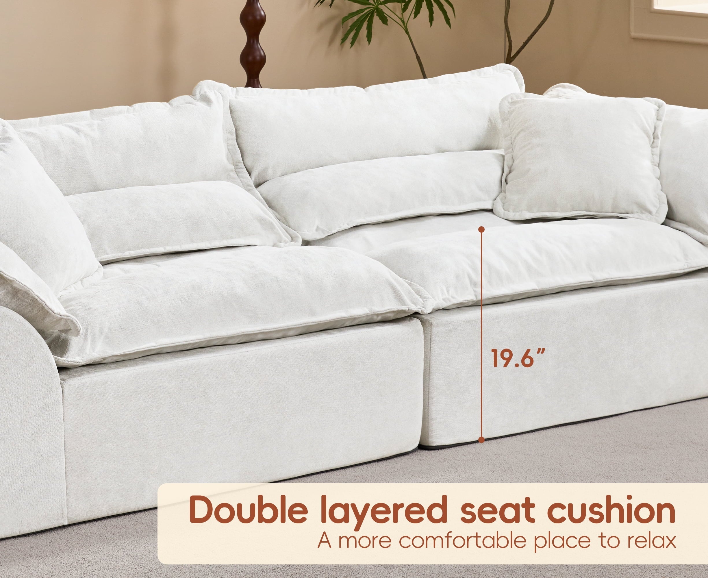 2-Seater Modular Sectional Sofa, Comfy Loveseat with Throw, Deep Seat Memory Foam Small Couches for Small Space, Living Room Apartment, Dark Grey