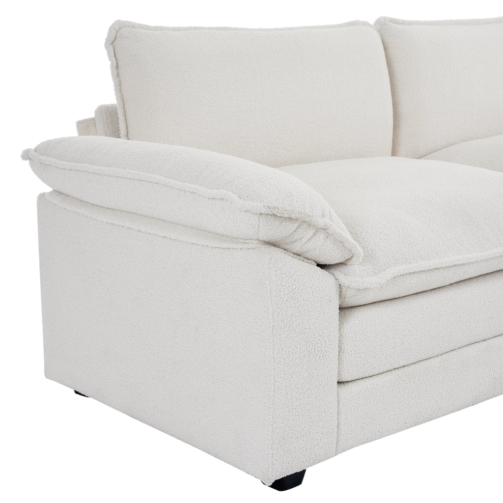 Ktaxon Sectional Sofa L Shaped Couch with Chaise Living Room Sleeper Set, 2 Seats with Chenille and Double Layer Cushions 86 W Beige