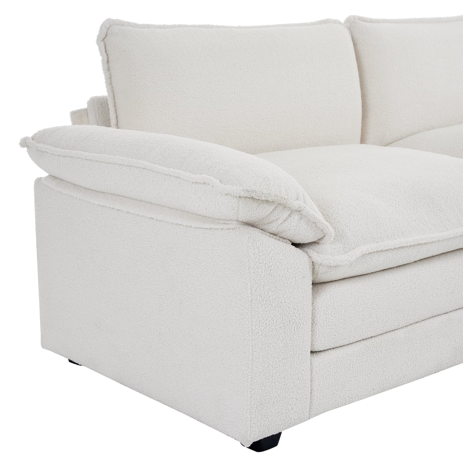 Ktaxon Sectional Sofa L Shaped Couch with Chaise Living Room Sleeper Set, 2 Seats with Chenille and Double Layer Cushions 86 W Beige