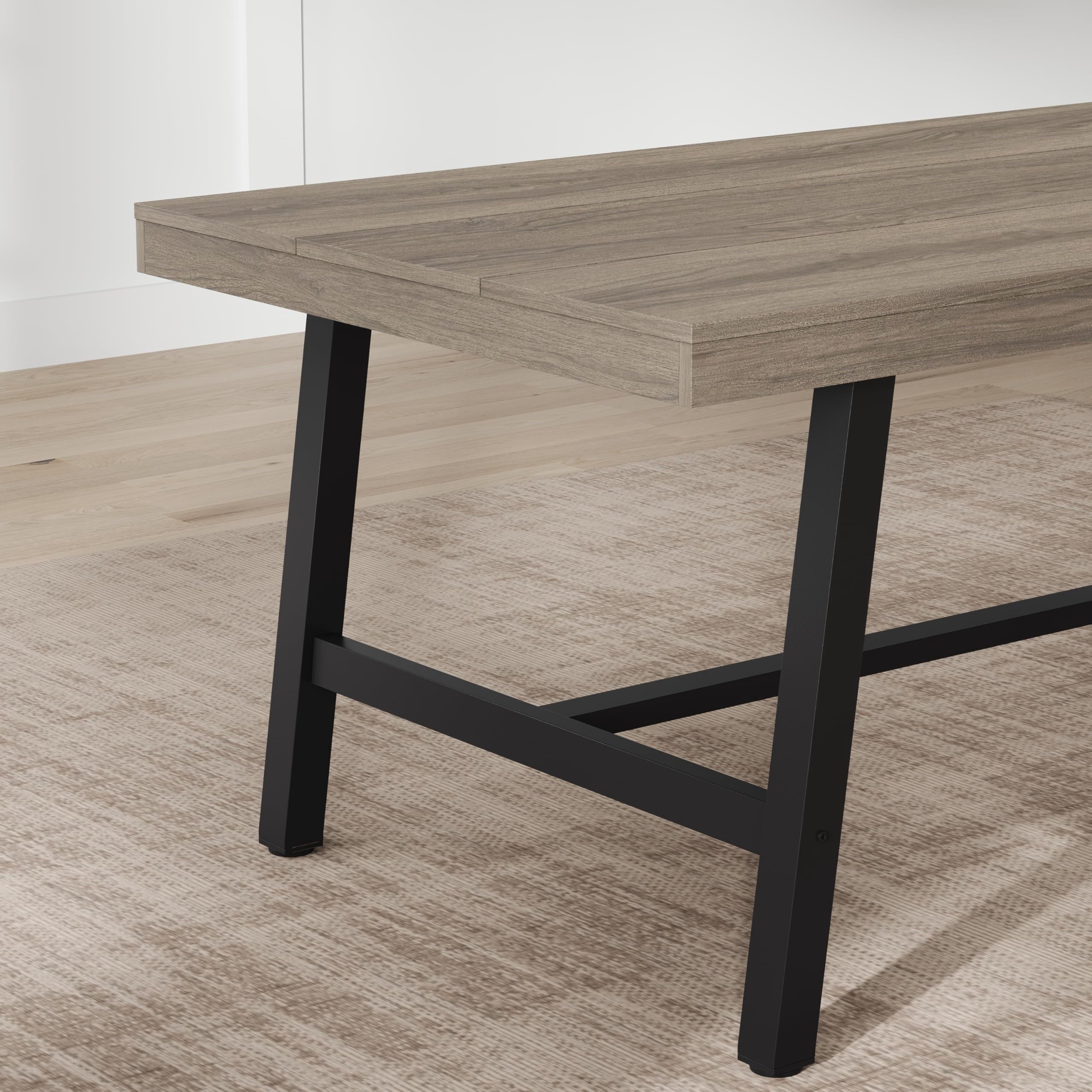 70.87 Inch Long Large Rectangle Dining Table for 6-8 People, Modern Kitchen Dining Room Table with Rustic Wooden Tabletop & Strong Metal frame(Only Gray Walnut Table)