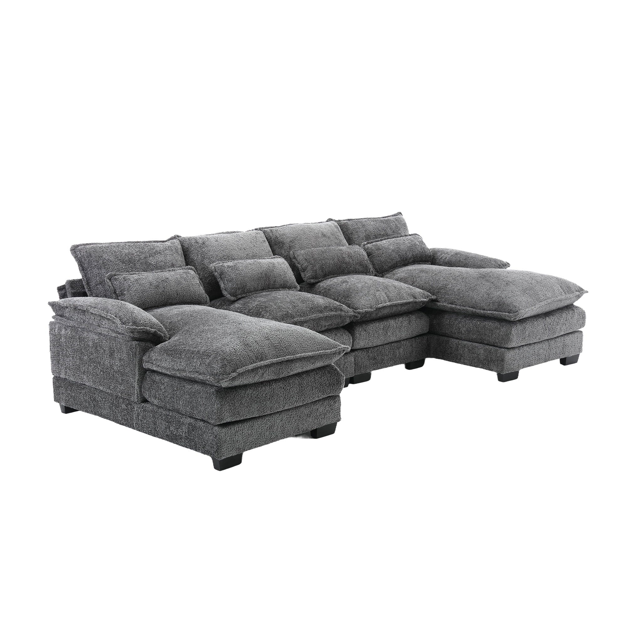 JONPONY109.45 U Shaped Couch,Oversized 4 Seat Sectional with 4 Waist Pillows, Convertible Upholstery Symmetrical Sofá,Sleeper Sofa Couch with Double Chaise Lounge &Memory Foam for Living Room, Beige