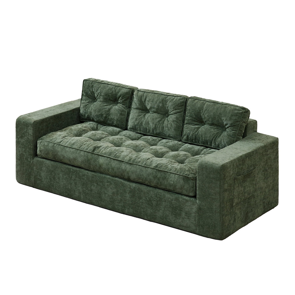 Hobestluk 3-Seater Sofa Boneless Couch with Tufted Button Design 2 in 1 Comfy Cloud Couch Oversized Sofa for Living Room Bedroom Apartment or Office (Grey, 3 Seater)