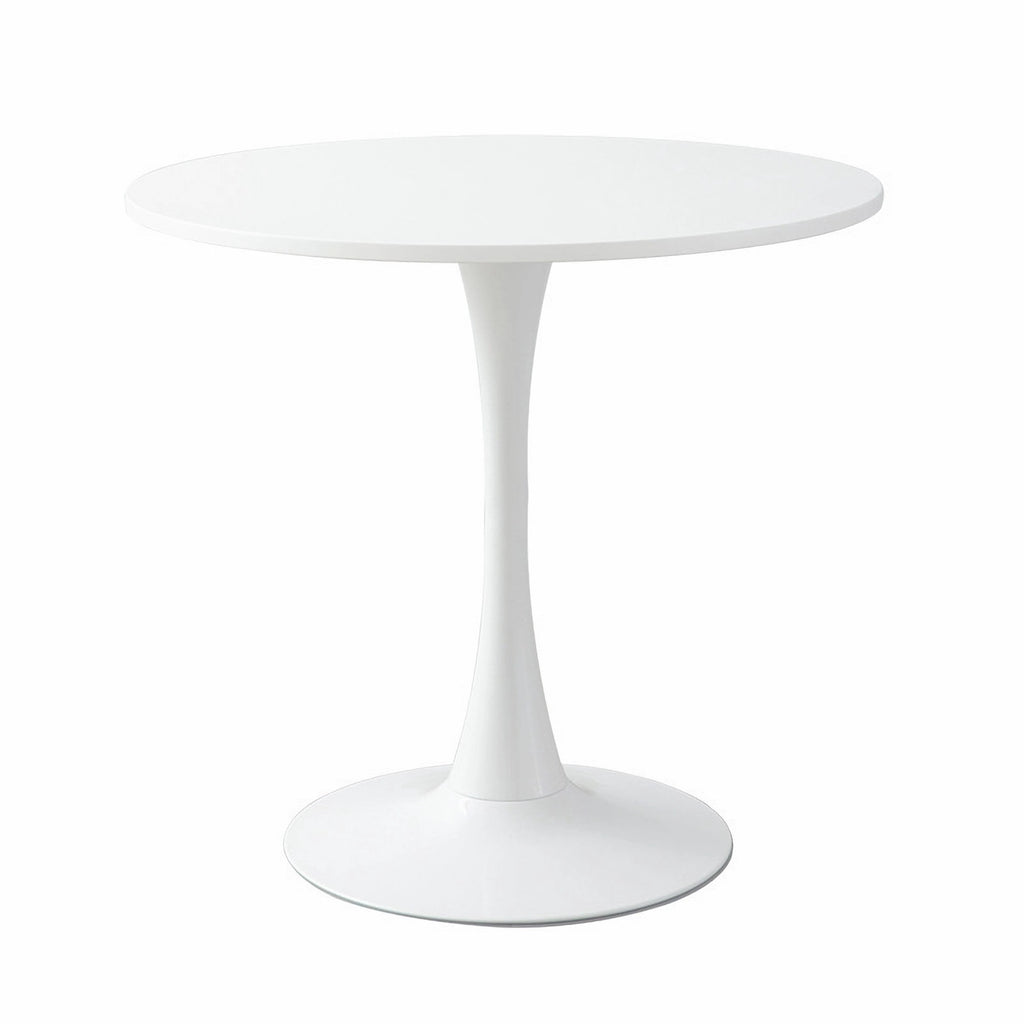 GDF Studio 24 Round Modern Dining Table, Wooden Top Tulip Table with Steel Pedestal Base, Kitchen Table, Walnut