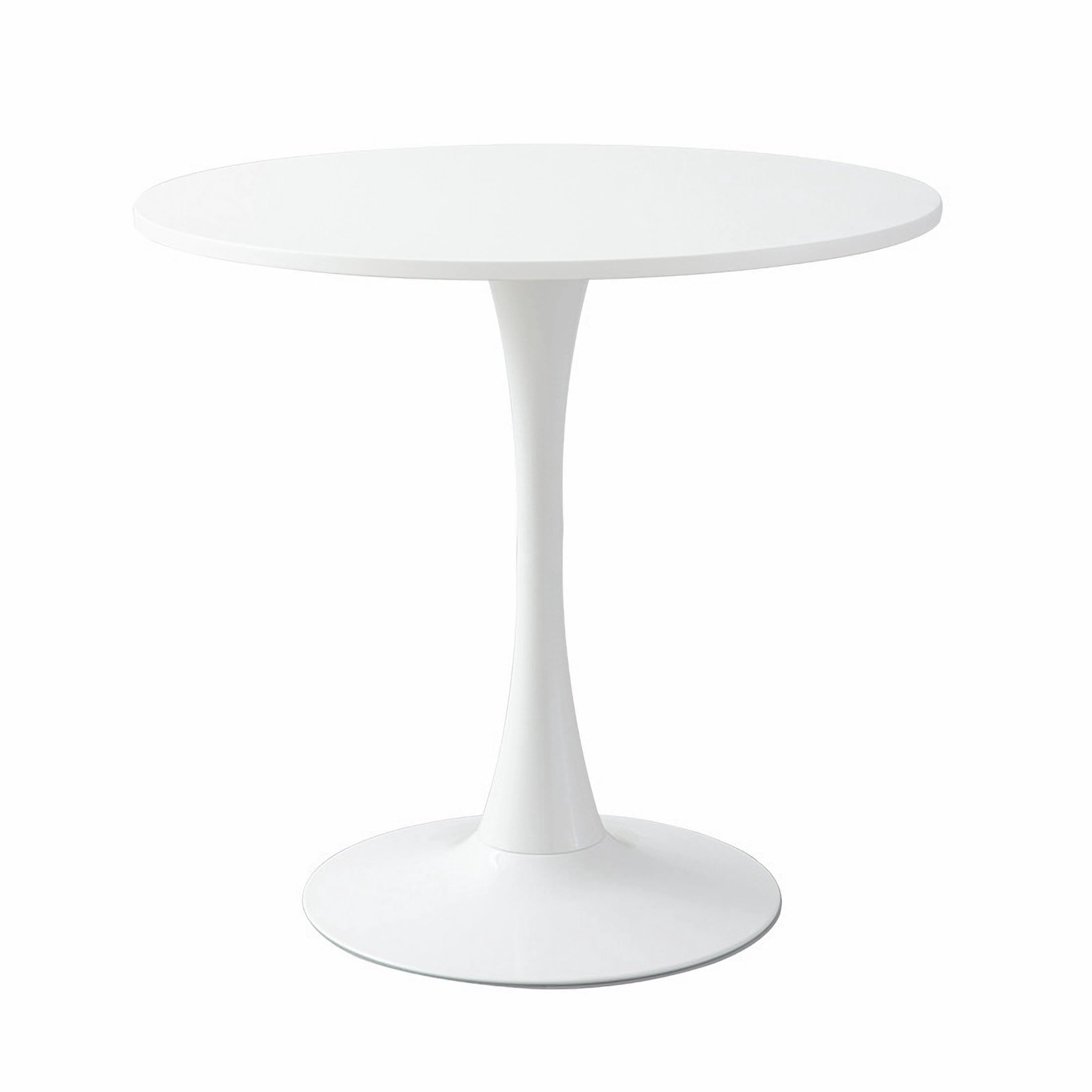 GDF Studio 24 Round Modern Dining Table, Wooden Top Tulip Table with Steel Pedestal Base, Kitchen Table, Walnut