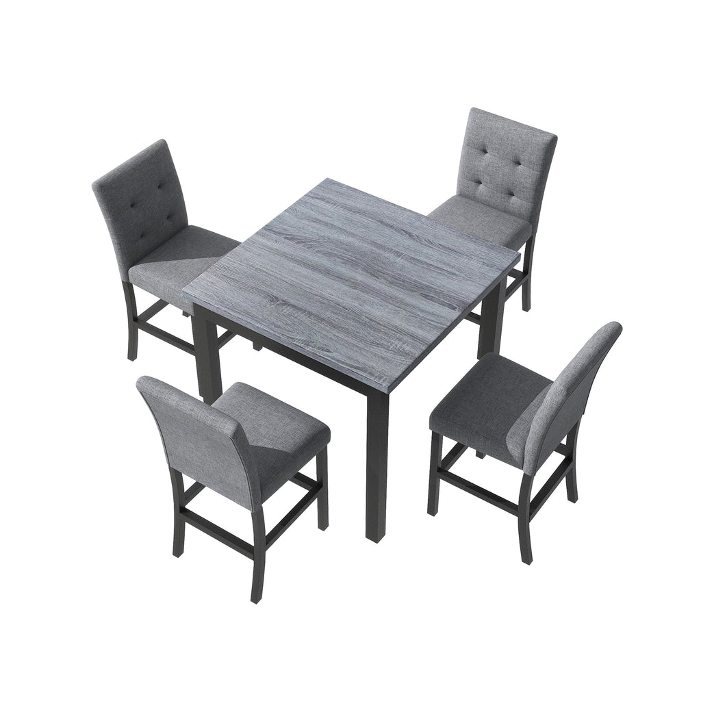 Harper & Bright Designs 5 Piece Dining Table Set Counter Height Dining Set with Classic Elegant Rectangel Table and 4 Padded Chairs for Kitchen Dining Room, Black and Beige