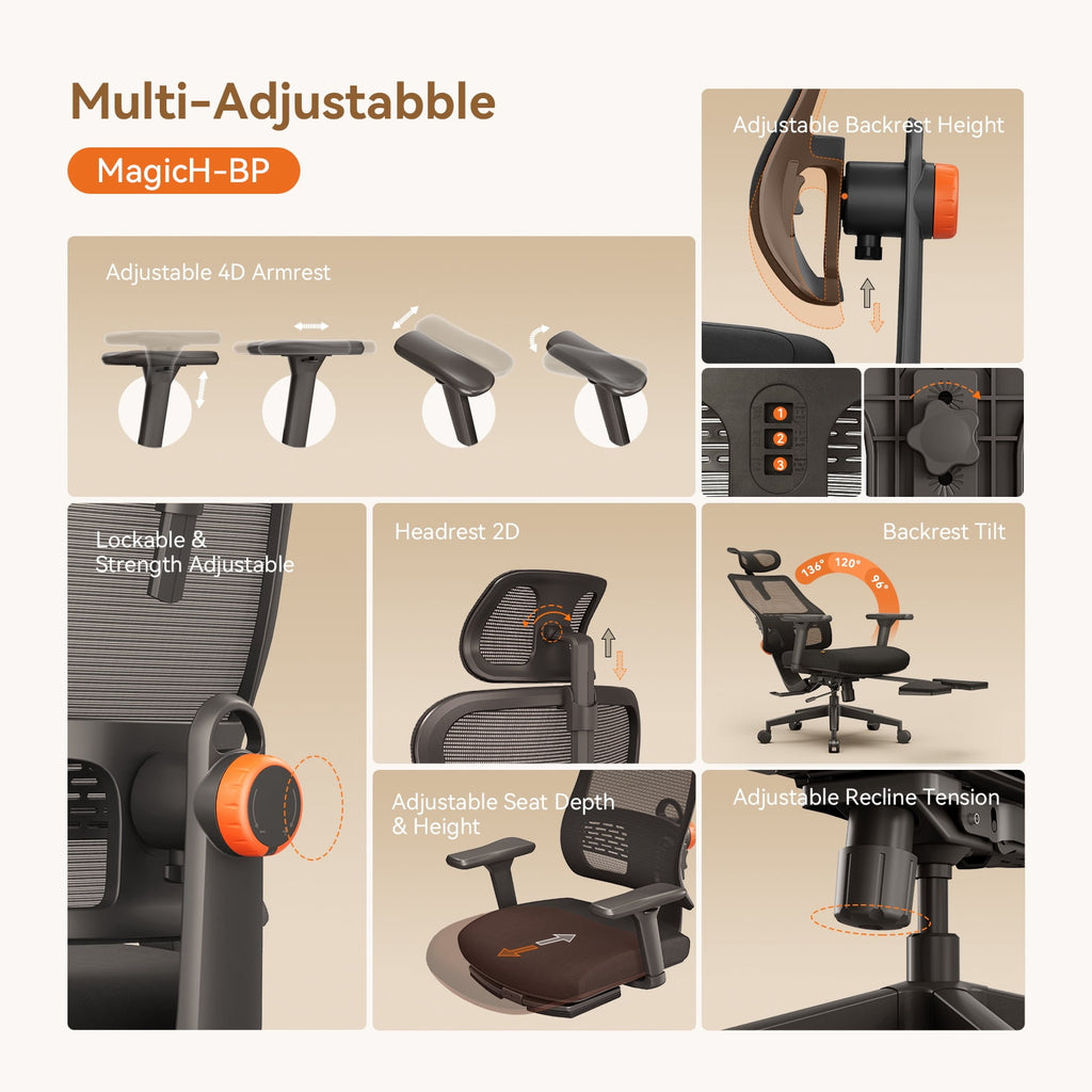 Newtral MagicH-BP Ergonomic Chair with Laptop Tray for Home Office & Gaming