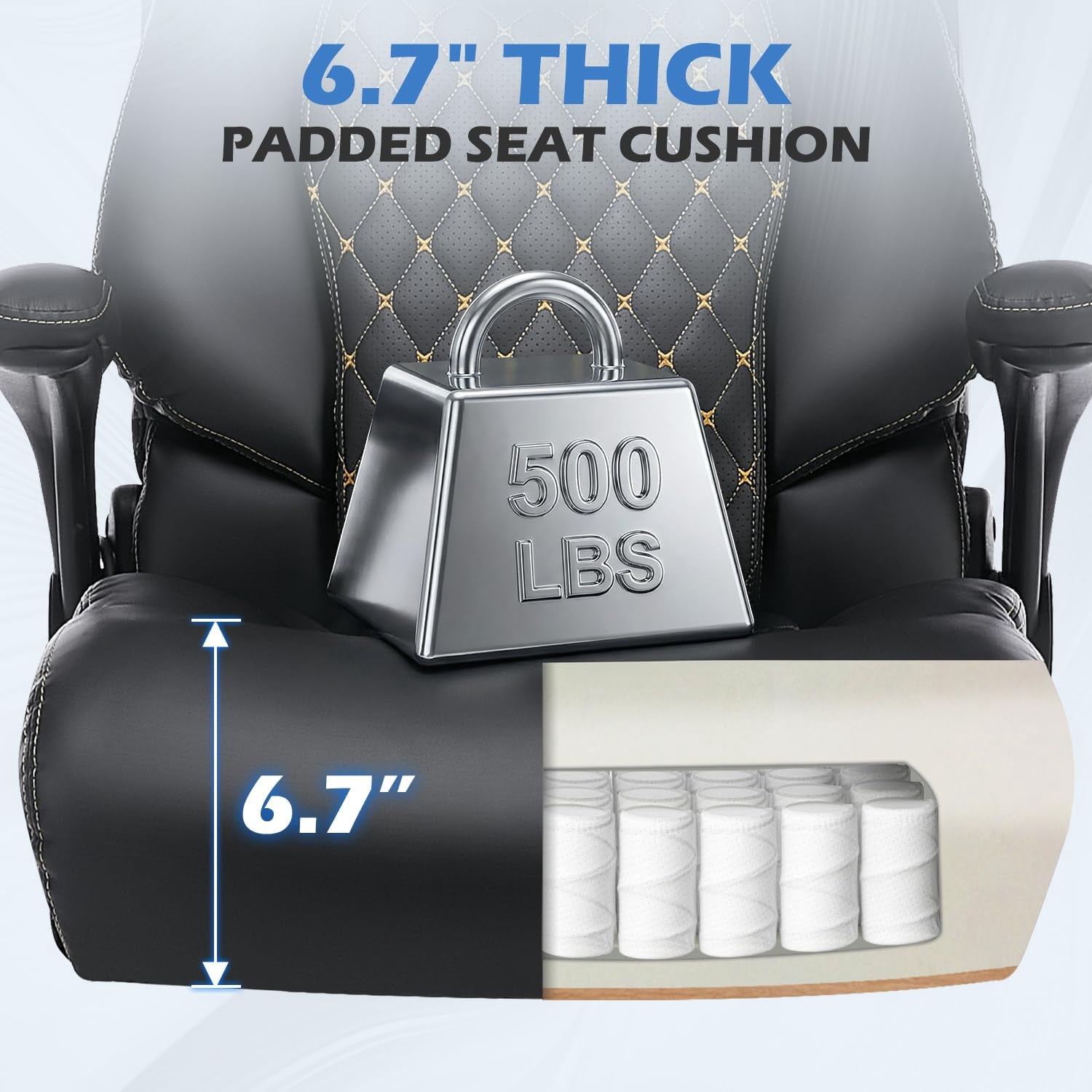 JONPONY Leather Office Chair, Big and Tall Office Chair 400LBS Wide Seat Ergonomic Computer Desk Chair High Back Executive Leather Chair Adjustable Task Chair Lumbar Back with 1-Year Warranty, Black